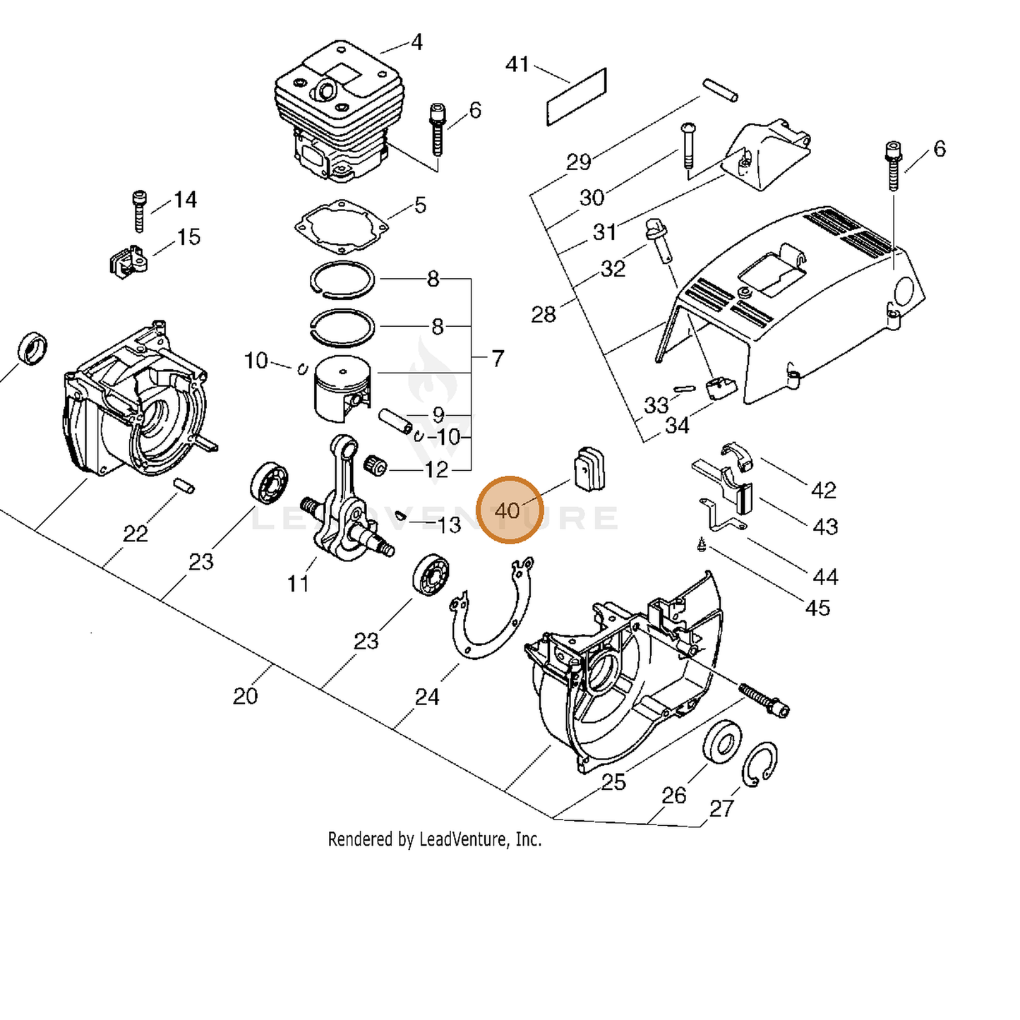 ECHO part 17821554431 — IPL diagram snippet (6x zoom, amber highlight)