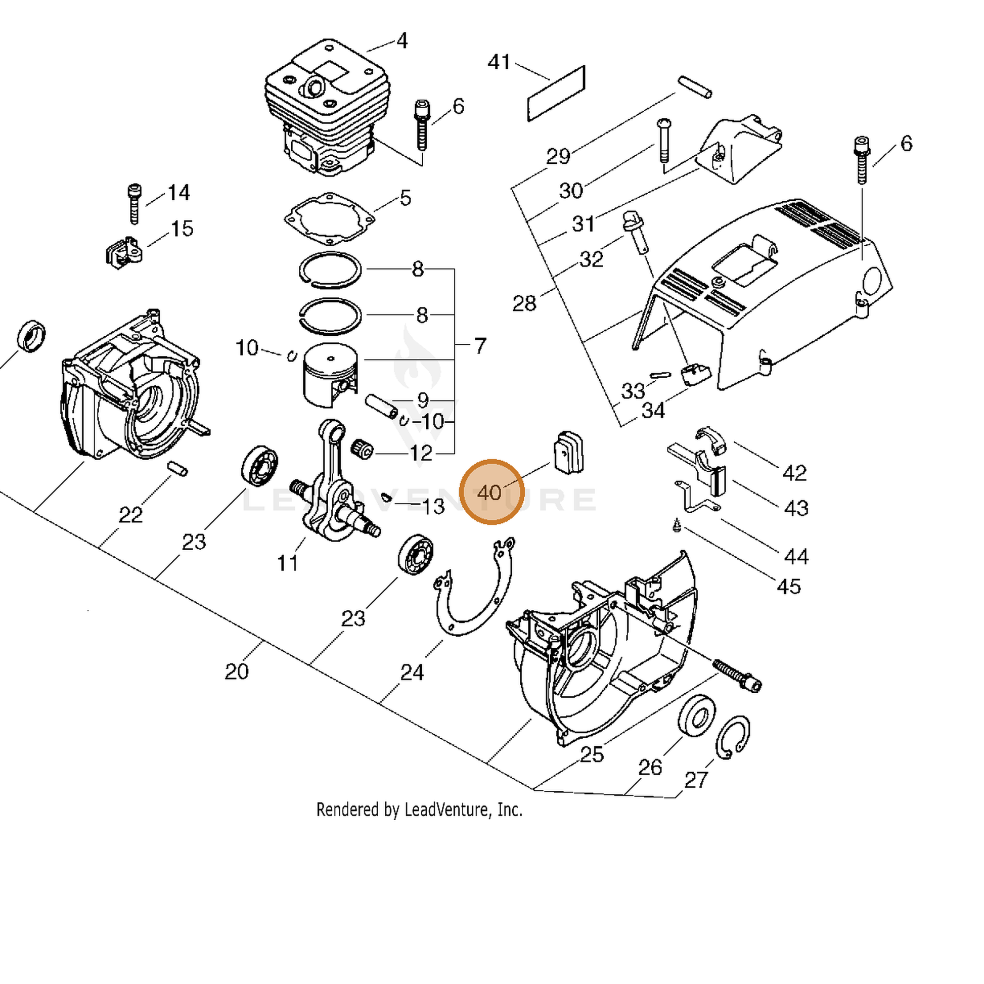 ECHO part 17821554431 — IPL diagram snippet (6x zoom, amber highlight)