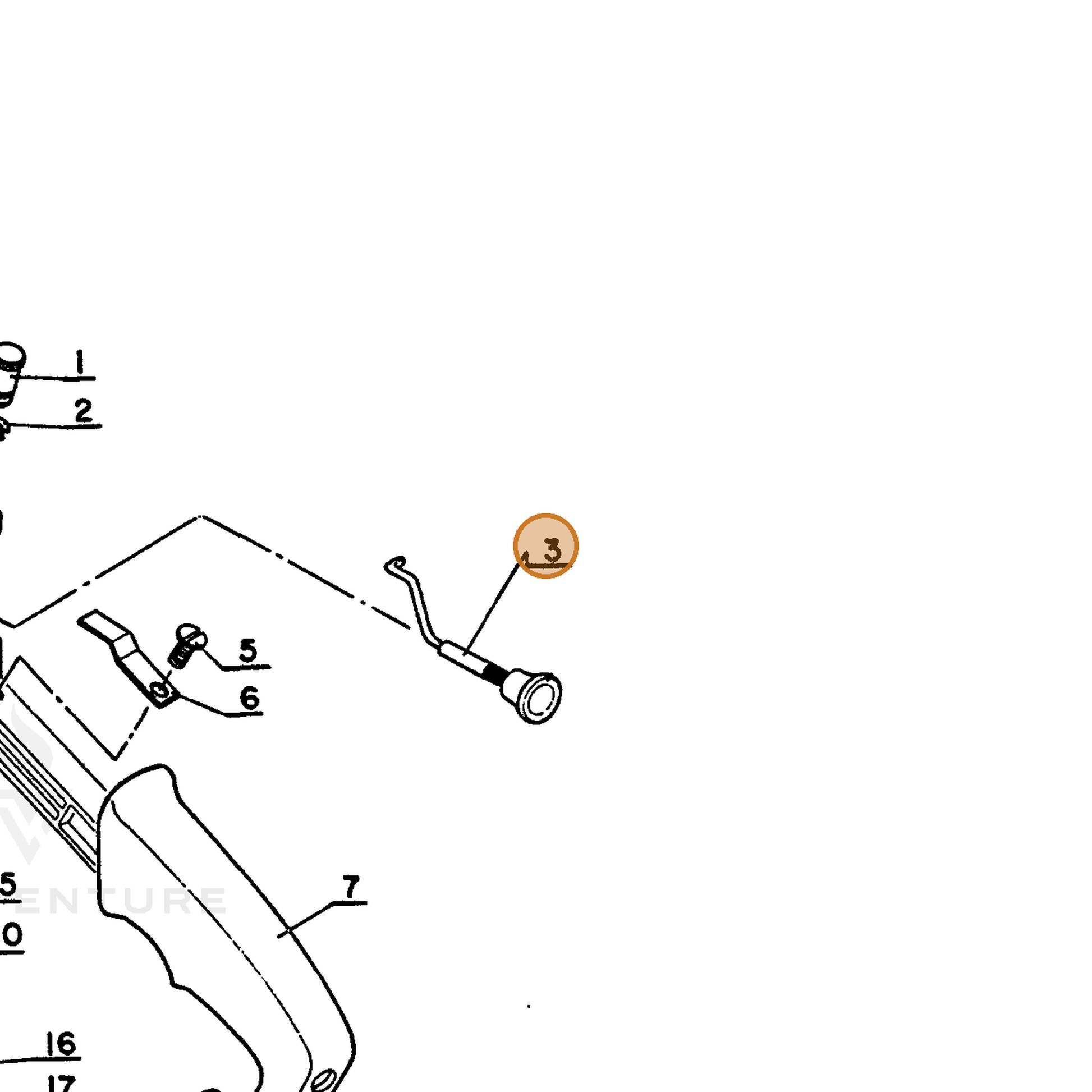 ECHO part 17851000334 — IPL diagram snippet (6x zoom, amber highlight)