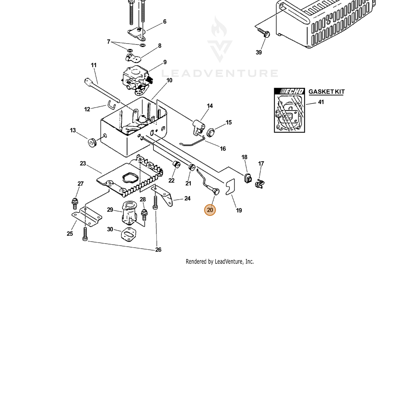 ECHO part 17851003360 — IPL diagram snippet (6x zoom, amber highlight)
