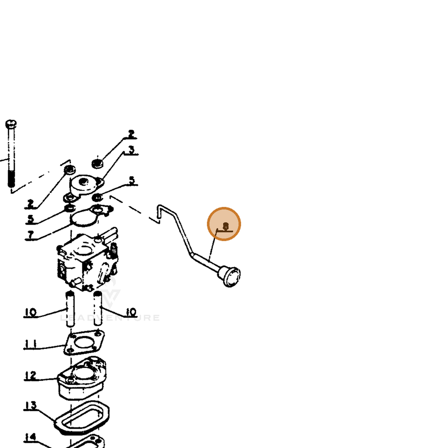 ECHO part 17851003932 — IPL diagram snippet (6x zoom, amber highlight)