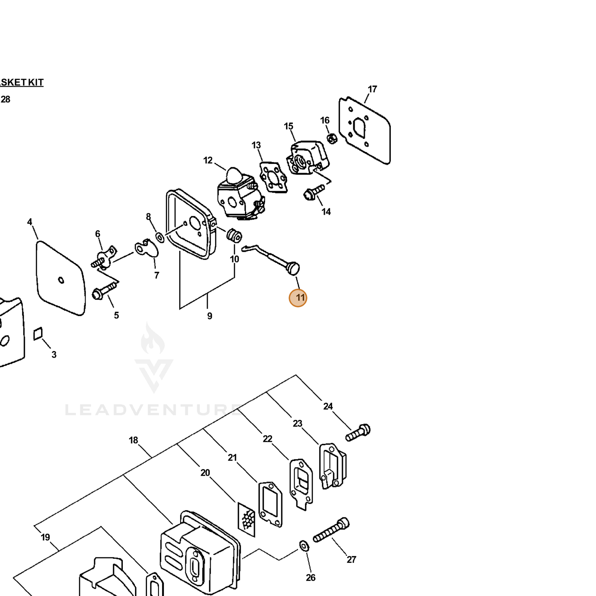 ECHO part 17851004560 — IPL diagram snippet (6x zoom, amber highlight)