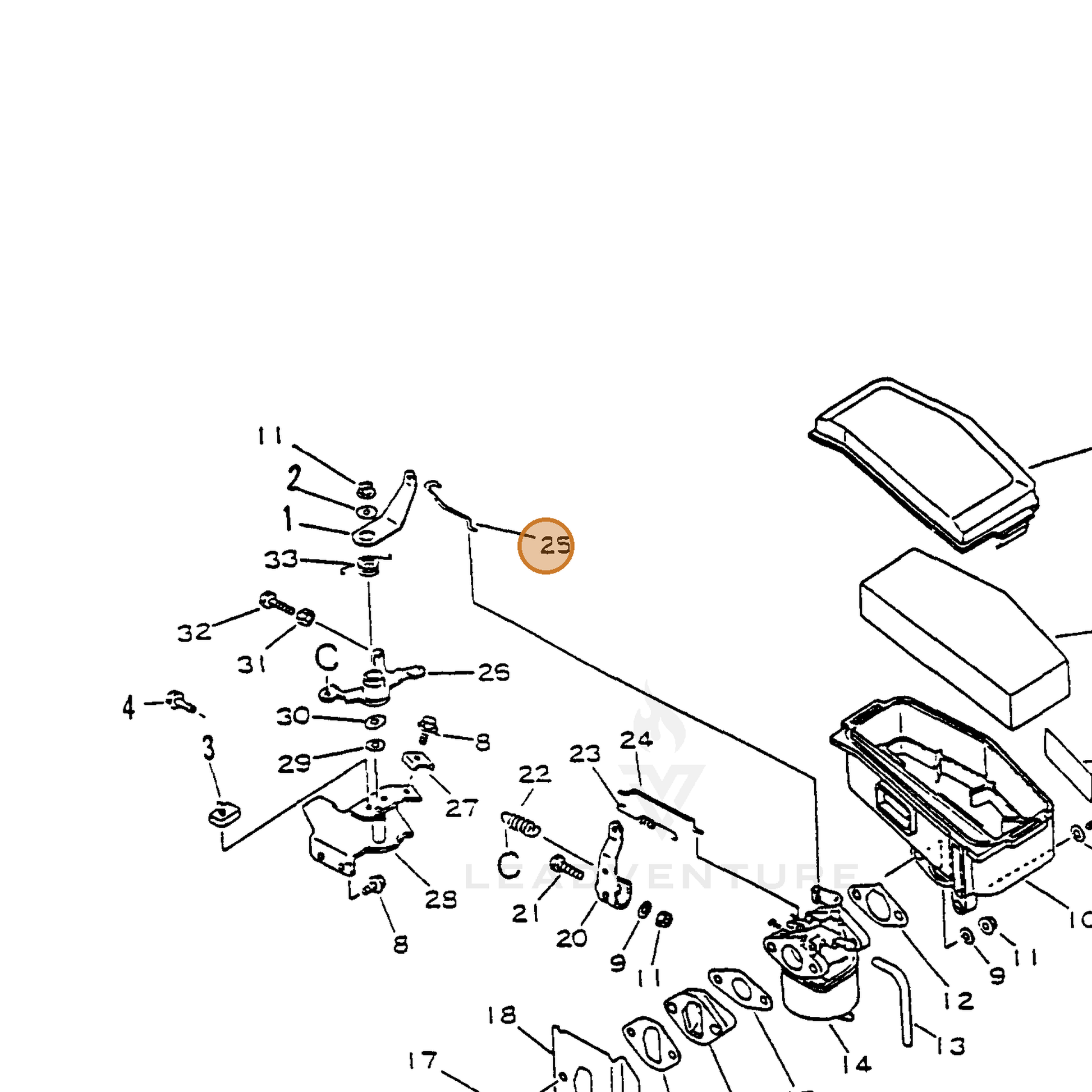 ECHO part 17851011620 — IPL diagram snippet (6x zoom, amber highlight)