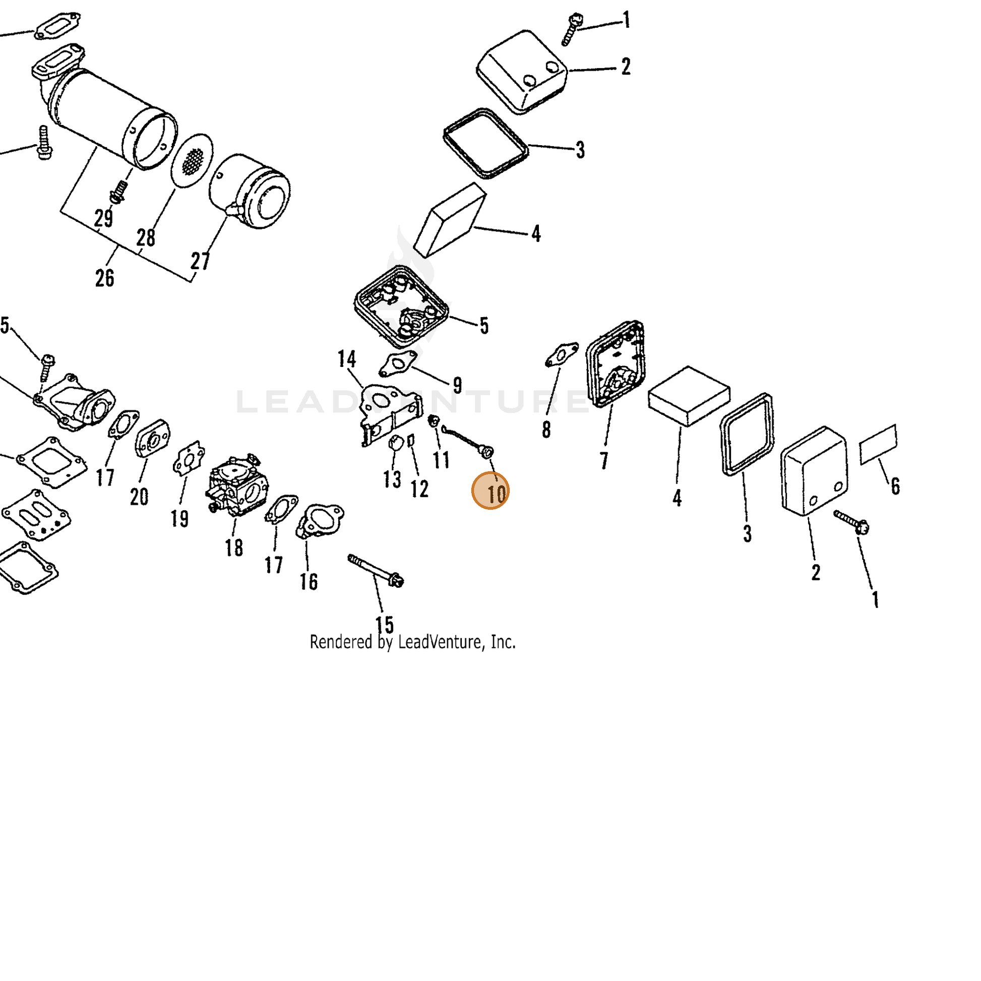 ECHO part 17851011960 — IPL diagram snippet (6x zoom, amber highlight)