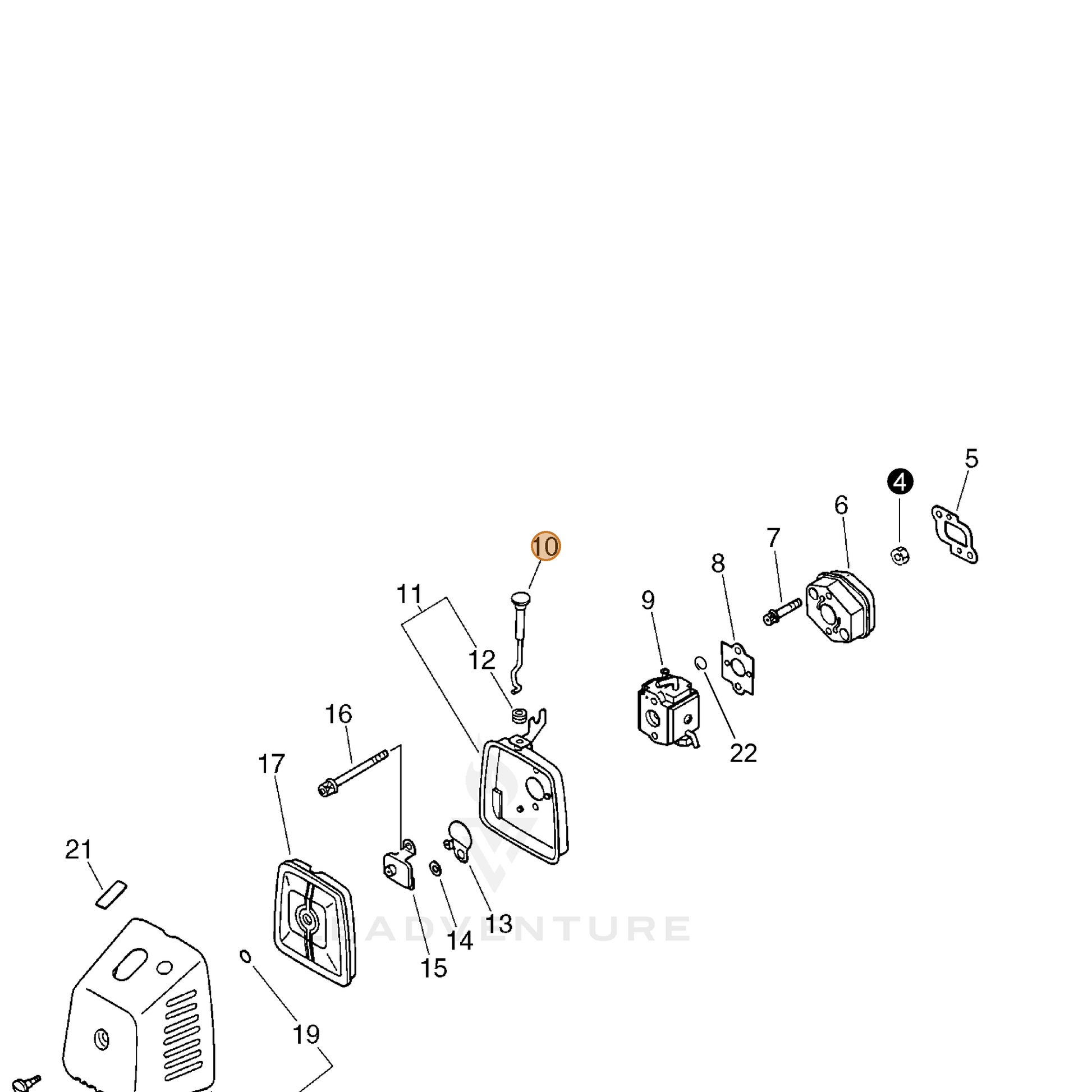 ECHO part 17851047530 — IPL diagram snippet (6x zoom, amber highlight)