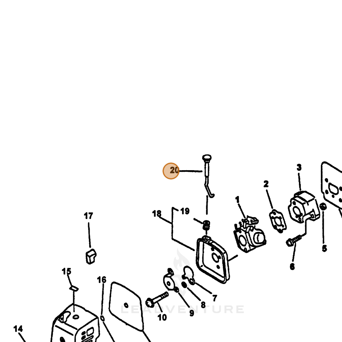 ECHO part 17851048830 — IPL diagram snippet (6x zoom, amber highlight)