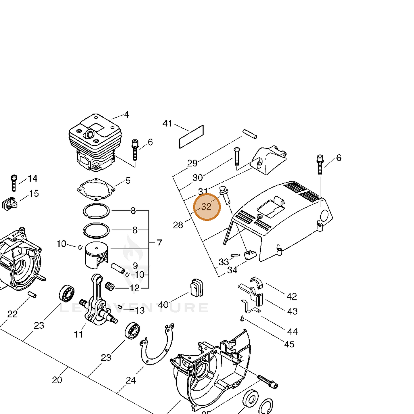 ECHO part 17851054430 — IPL diagram snippet (6x zoom, amber highlight)