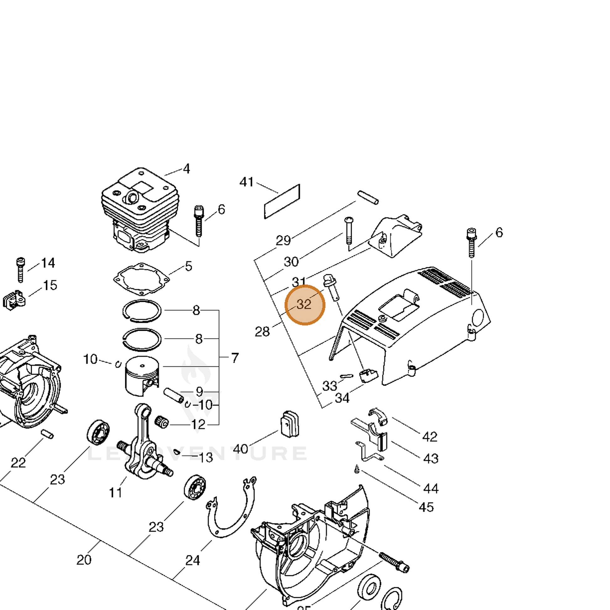 ECHO part 17851054430 — IPL diagram snippet (6x zoom, amber highlight)