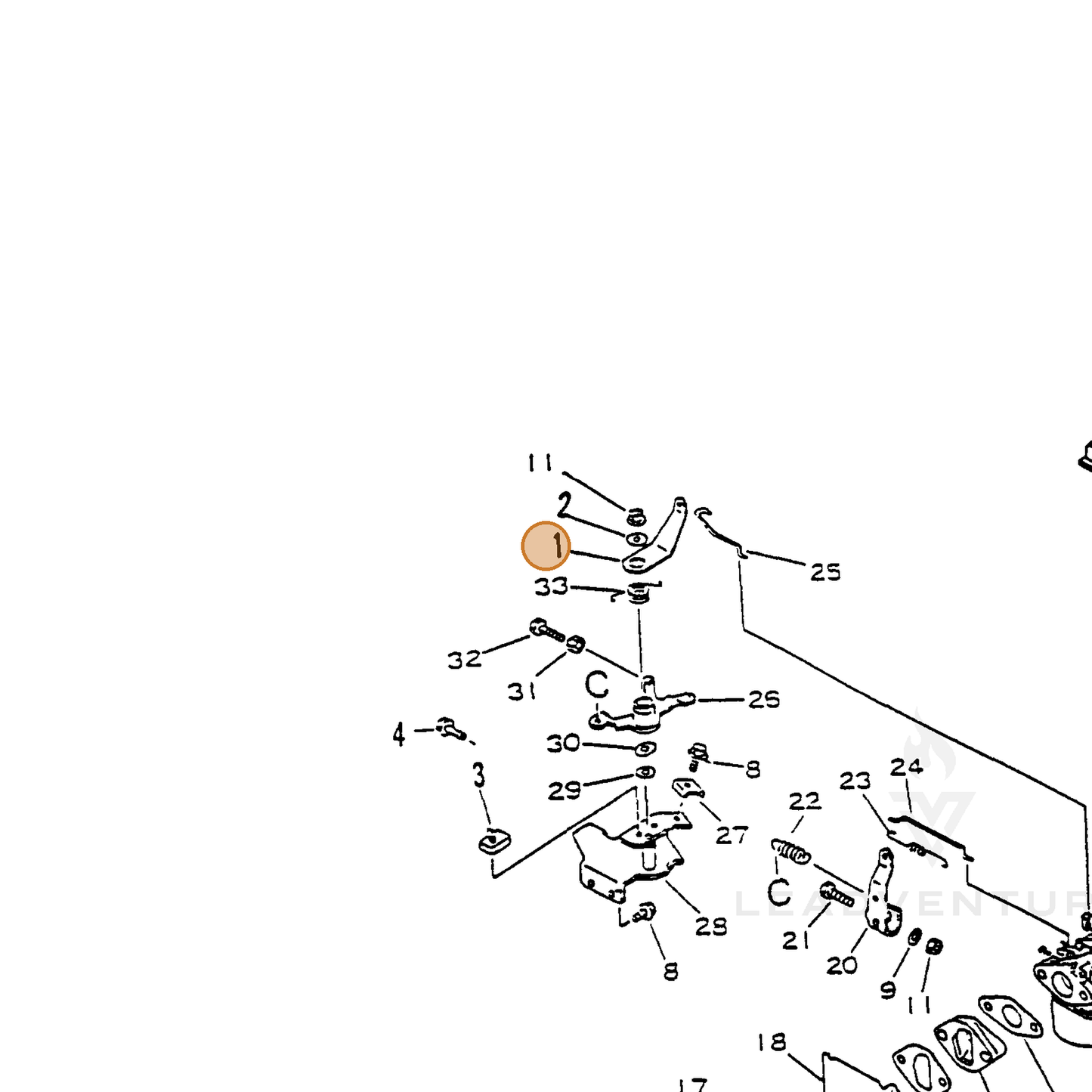 ECHO part 17851311620 — IPL diagram snippet (6x zoom, amber highlight)