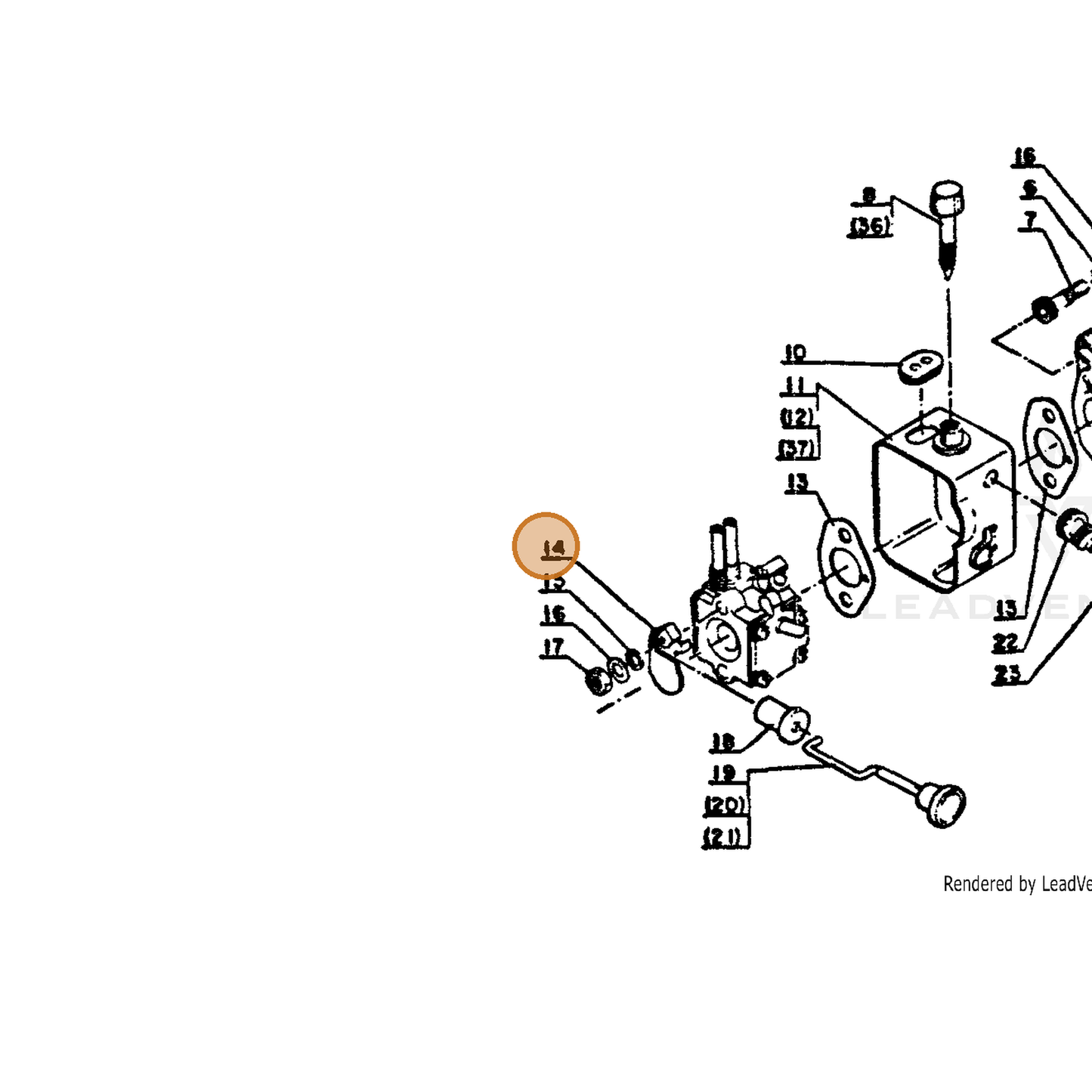 ECHO part 17851503430 — IPL diagram snippet (6x zoom, amber highlight)