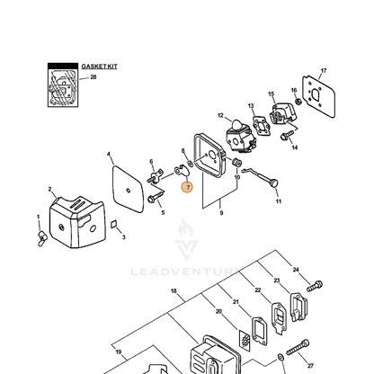 ECHO part 17851504560 — IPL diagram snippet (6x zoom, amber highlight)