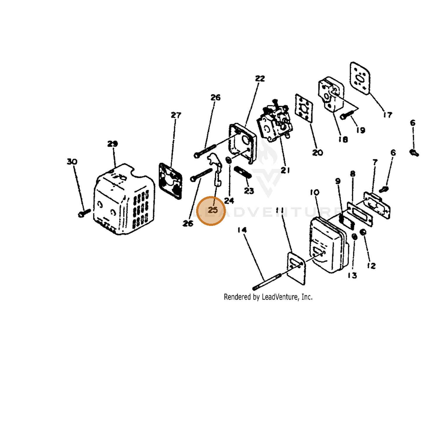 ECHO part 17851509220 — IPL diagram snippet (6x zoom, amber highlight)