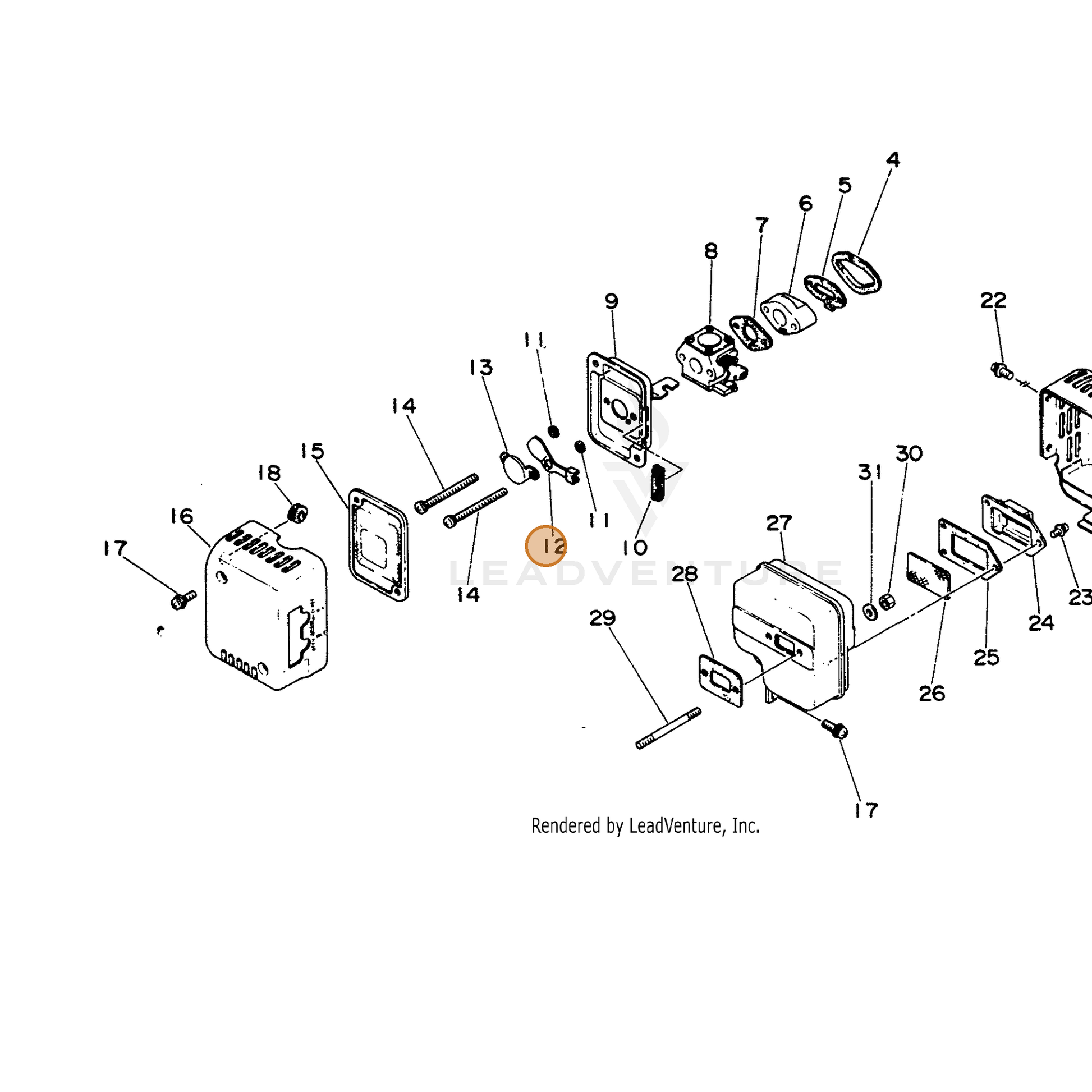 ECHO part 17851524830 — IPL diagram snippet (6x zoom, amber highlight)