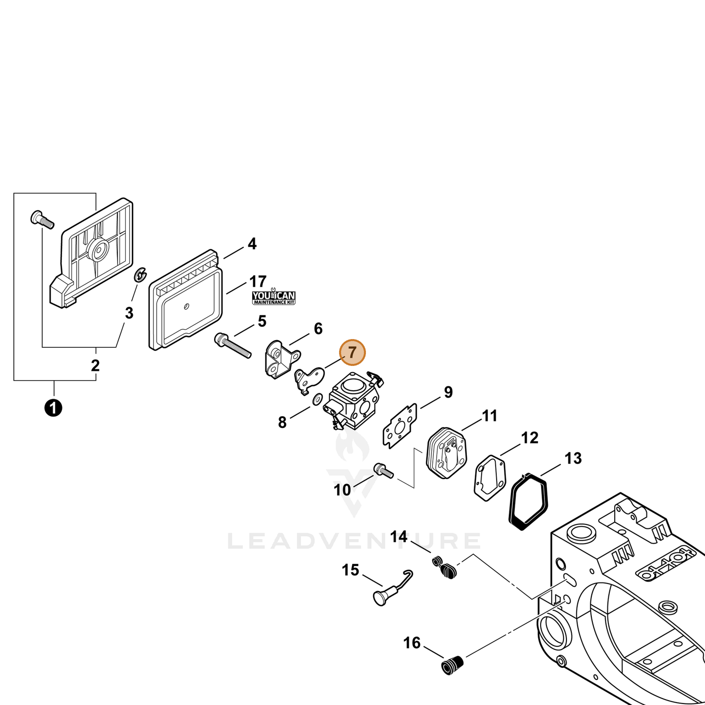 ECHO part 17851539130 — IPL diagram snippet (6x zoom, amber highlight)