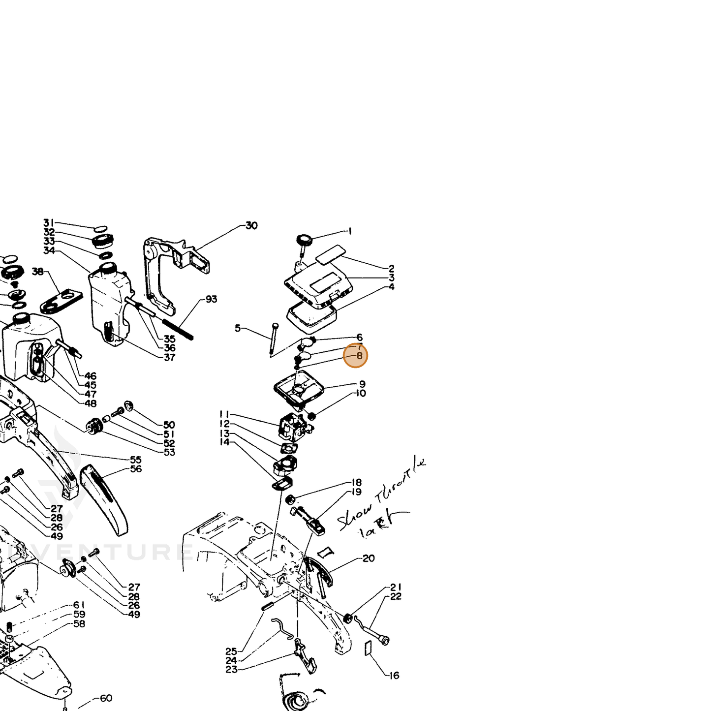 ECHO part 17851615130 — IPL diagram snippet (6x zoom, amber highlight)