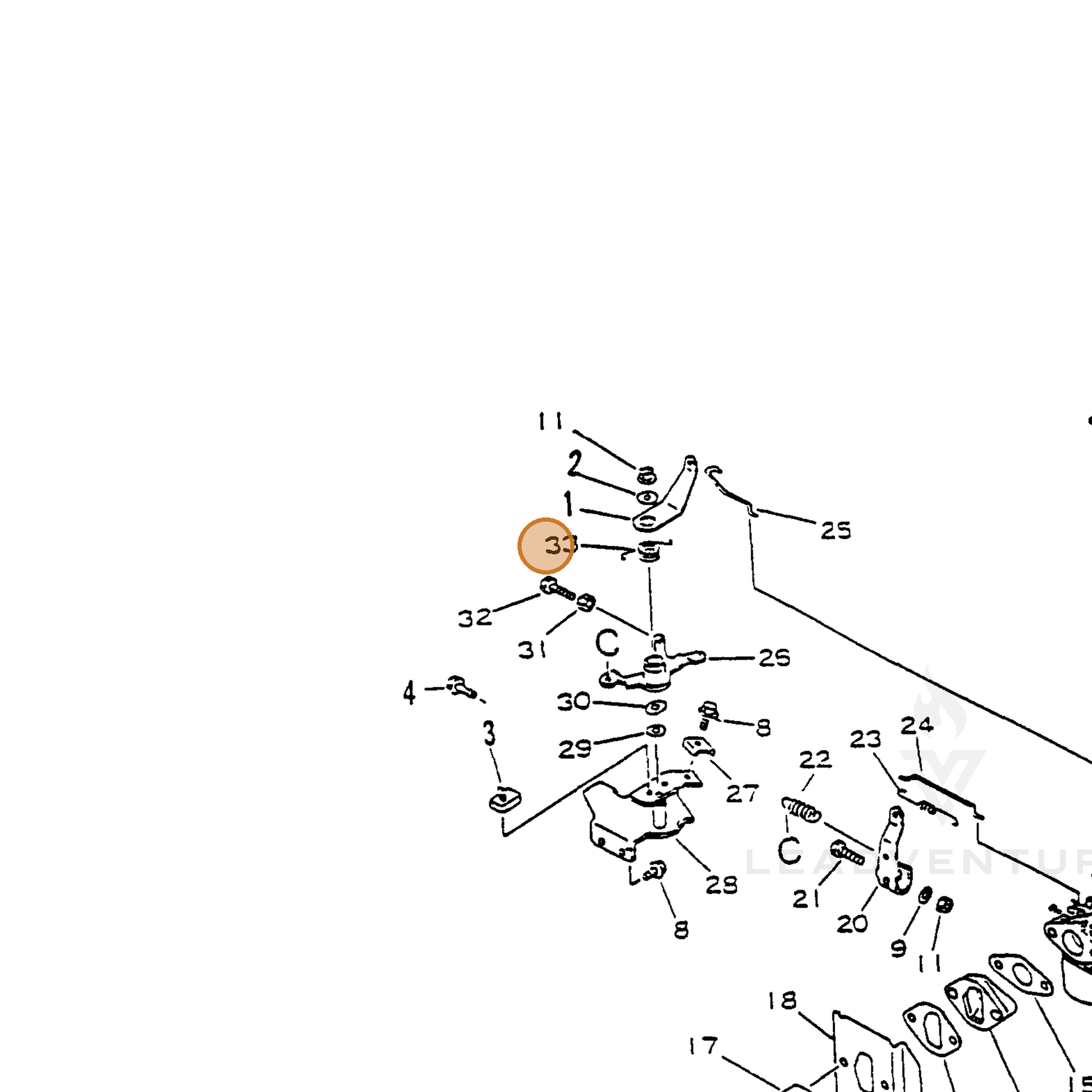 ECHO part 17852011620 — IPL diagram snippet (6x zoom, amber highlight)