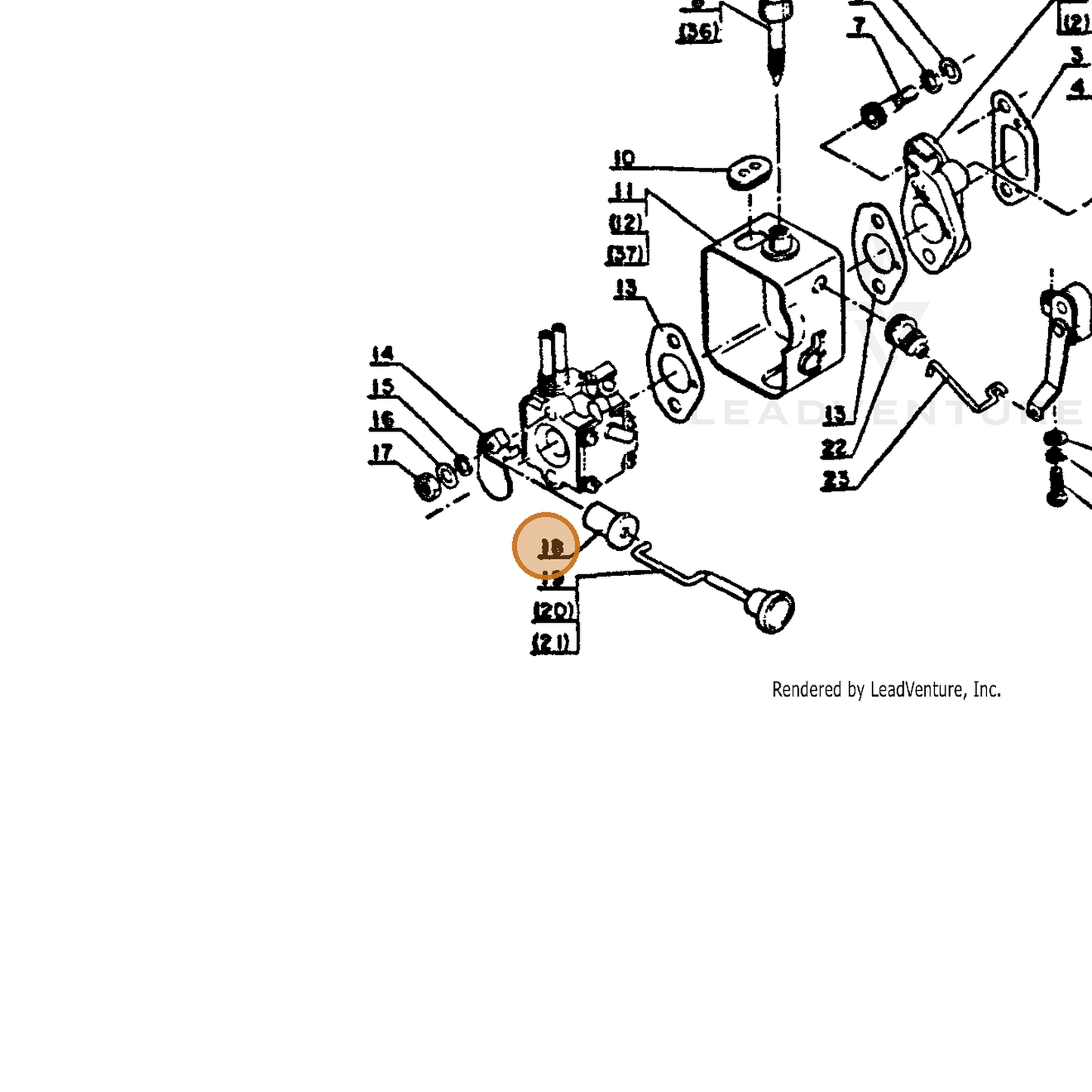 ECHO part 17881003430 — IPL diagram snippet (6x zoom, amber highlight)