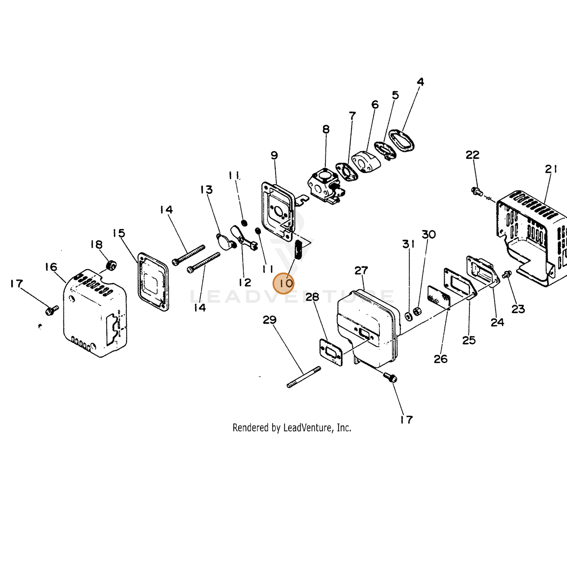 ECHO part 17881021630 — IPL diagram snippet (6x zoom, amber highlight)