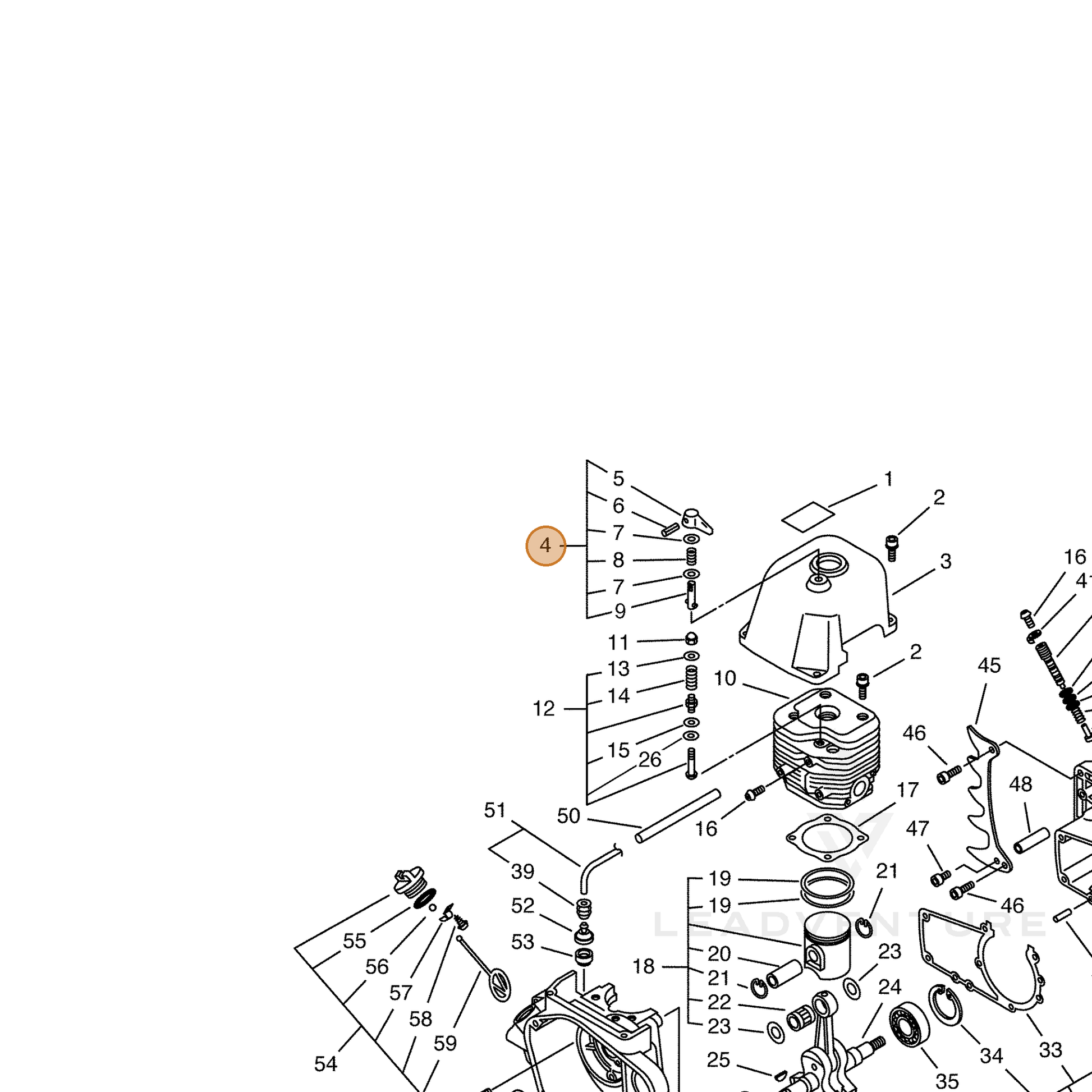 ECHO part 17980532930 — IPL diagram snippet (6x zoom, amber highlight)