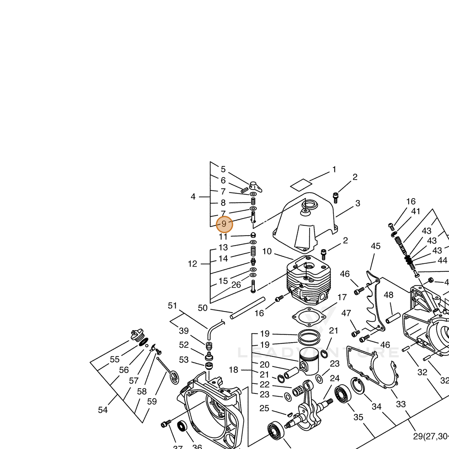 ECHO part 17980616431 — IPL diagram snippet (6x zoom, amber highlight)