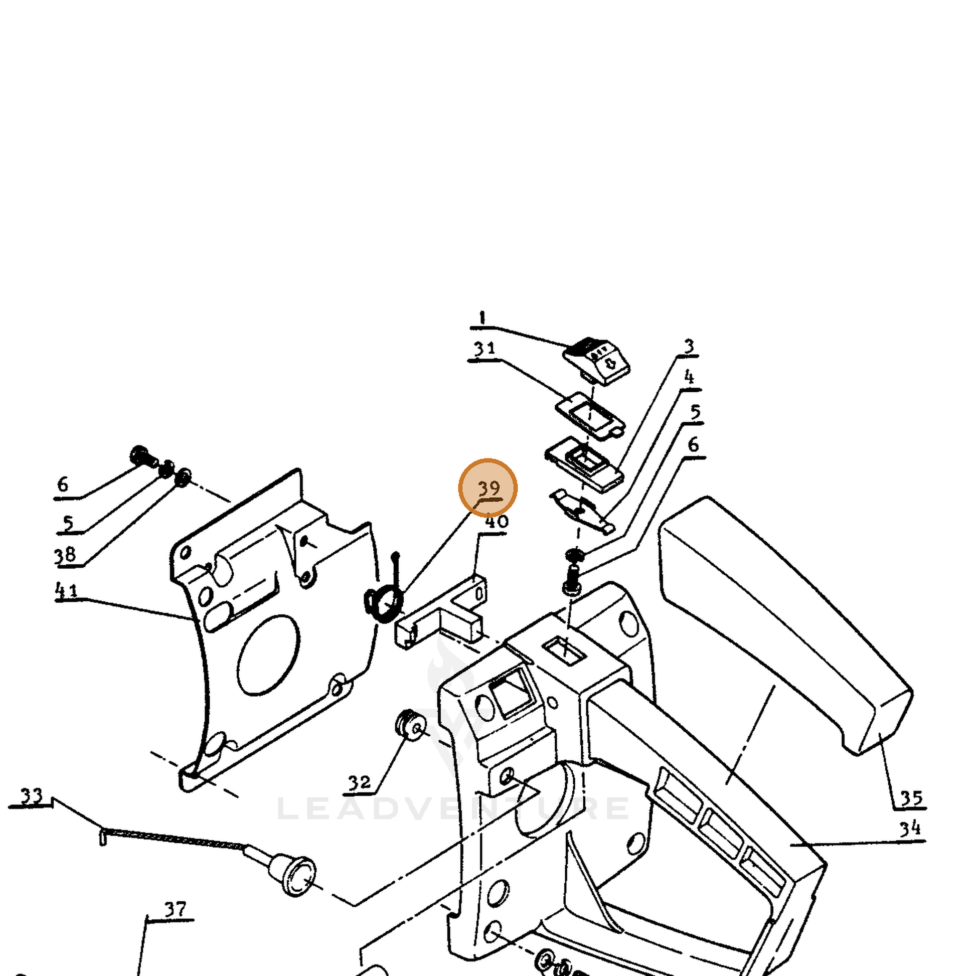 ECHO part 17981202830 — IPL diagram snippet (6x zoom, amber highlight)