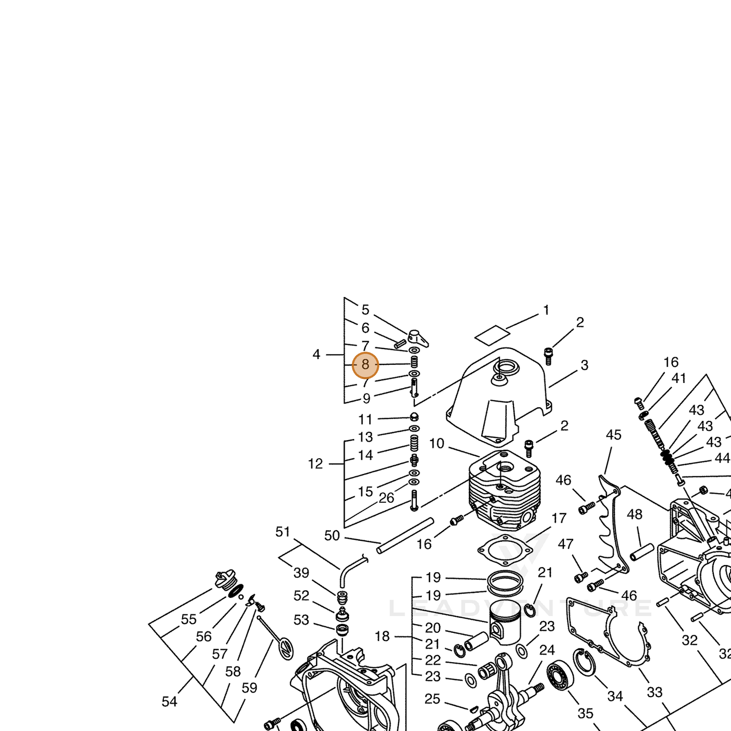 ECHO part 17981216431 — IPL diagram snippet (6x zoom, amber highlight)
