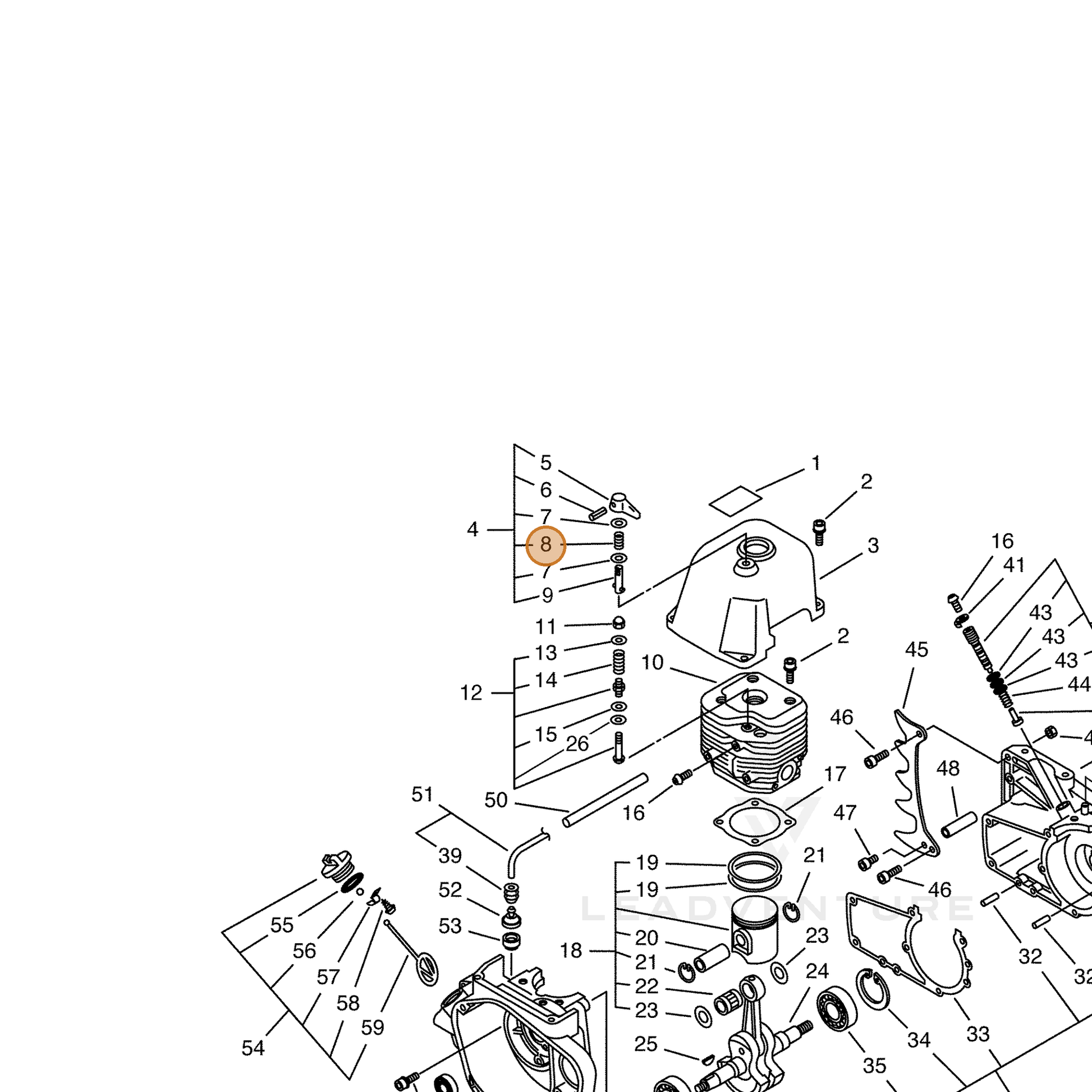 ECHO part 17981216431 — IPL diagram snippet (6x zoom, amber highlight)
