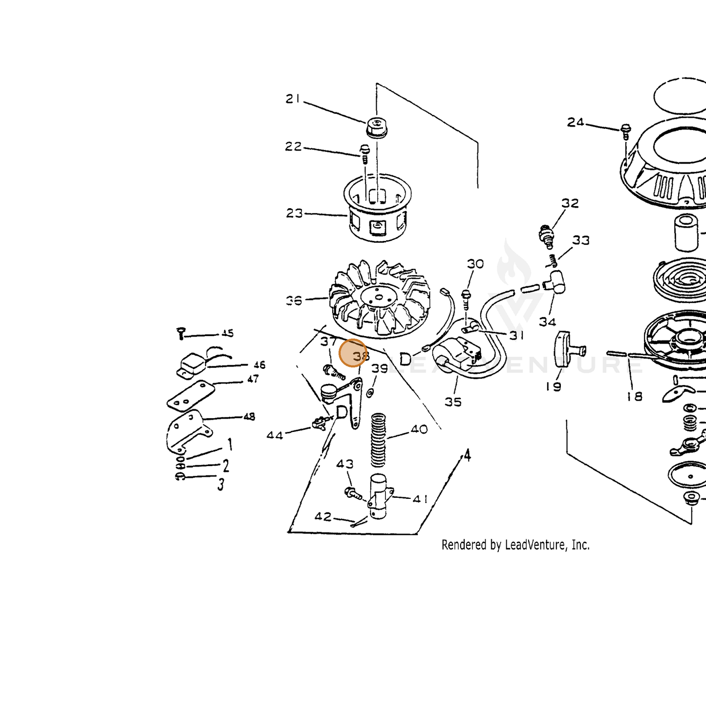 ECHO part 19000511620 — IPL diagram snippet (6x zoom, amber highlight)