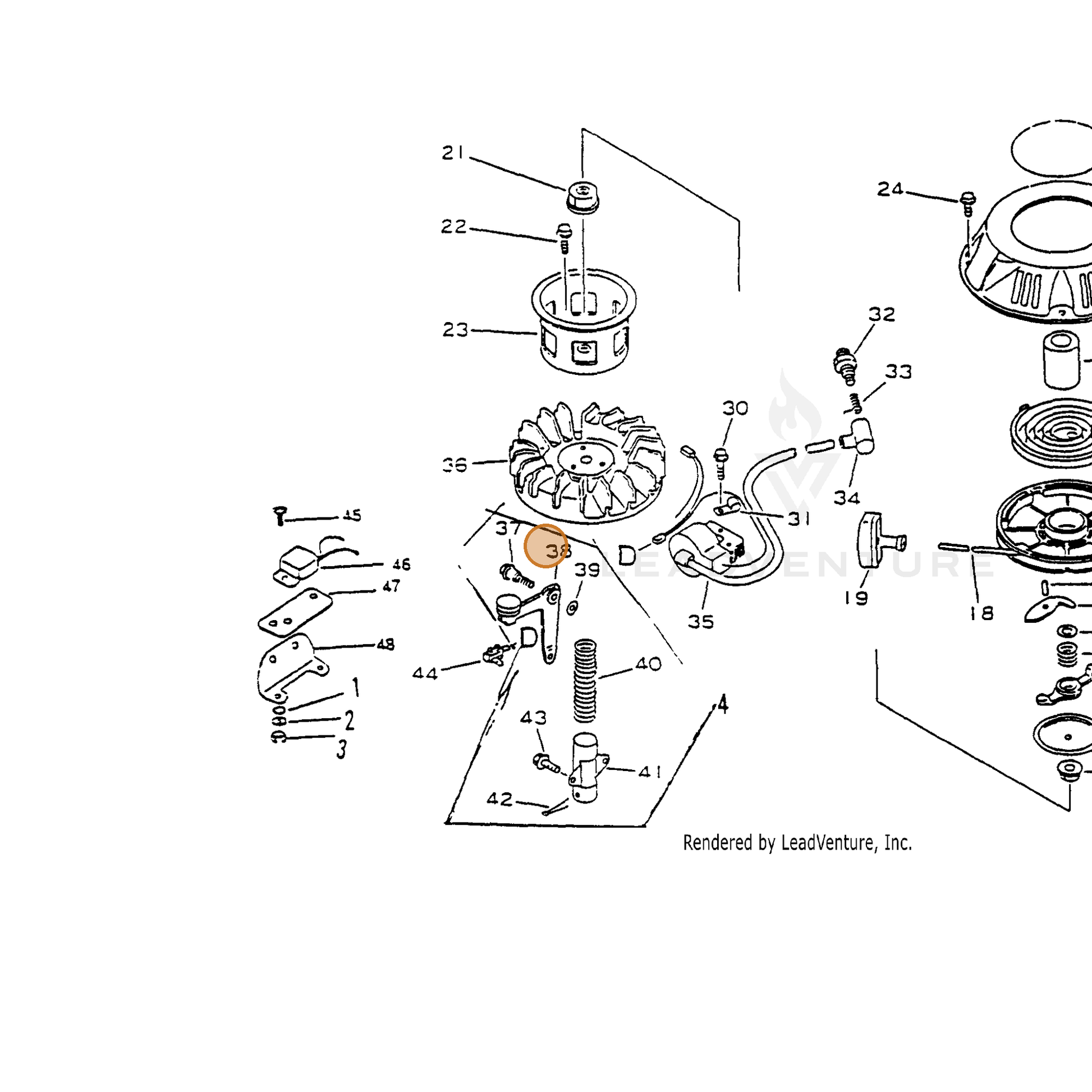 ECHO part 19000511620 — IPL diagram snippet (6x zoom, amber highlight)