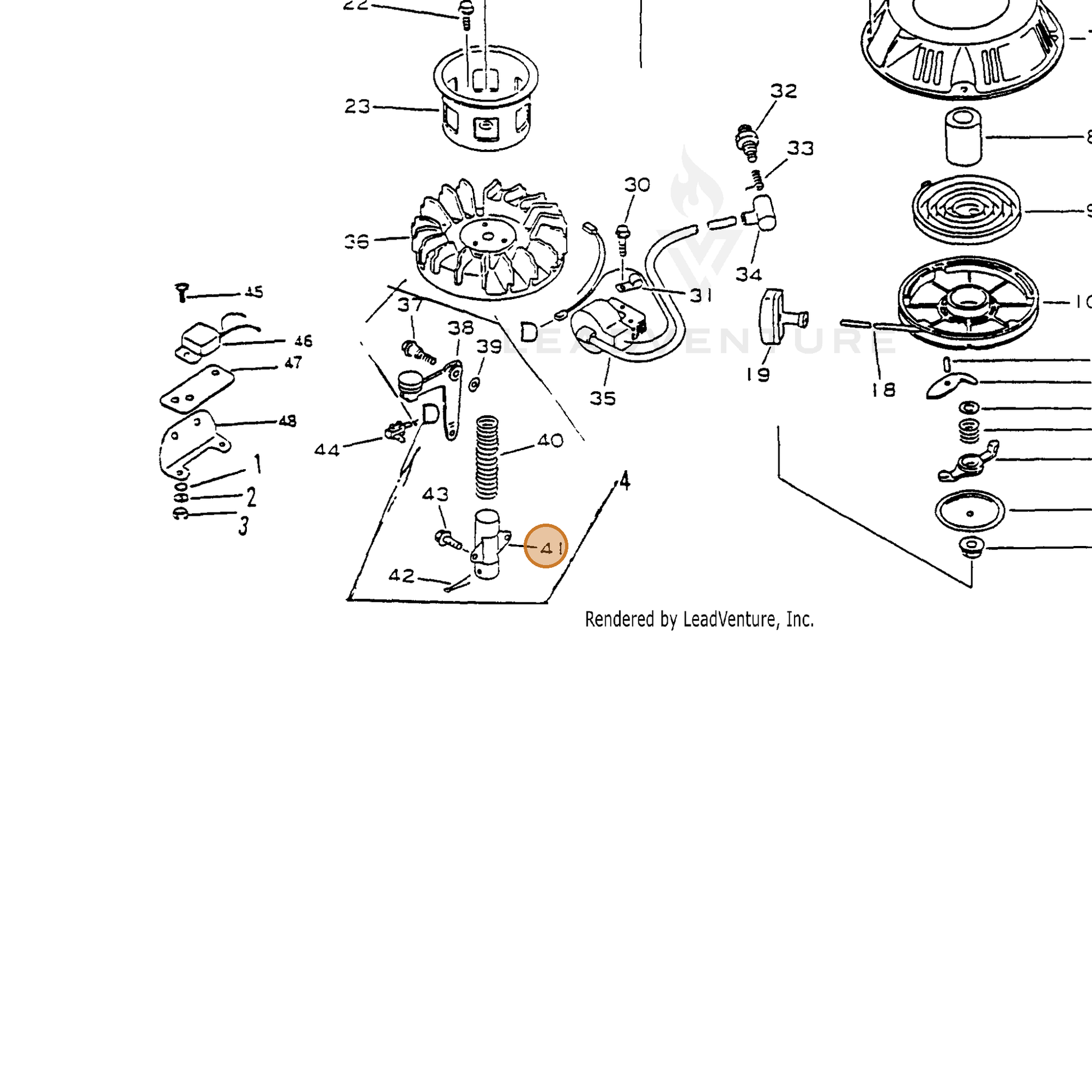 ECHO part 19001811620 — IPL diagram snippet (6x zoom, amber highlight)