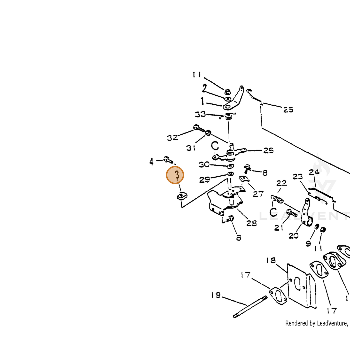 ECHO part 19005011620 — IPL diagram snippet (6x zoom, amber highlight)