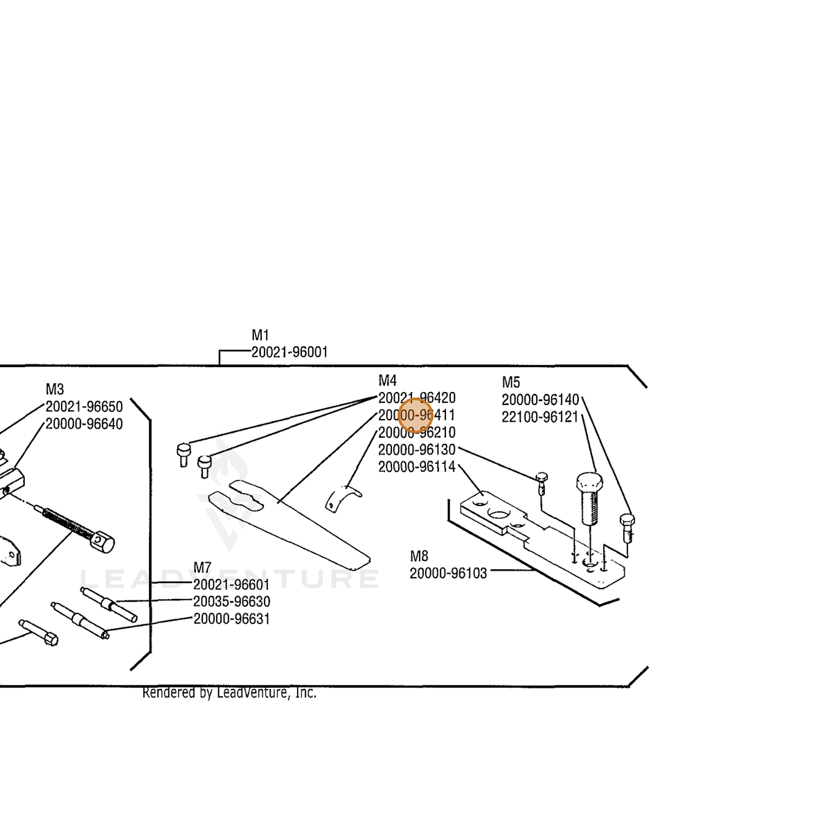 ECHO part 20000-96411 — IPL diagram snippet (6x zoom, amber highlight)