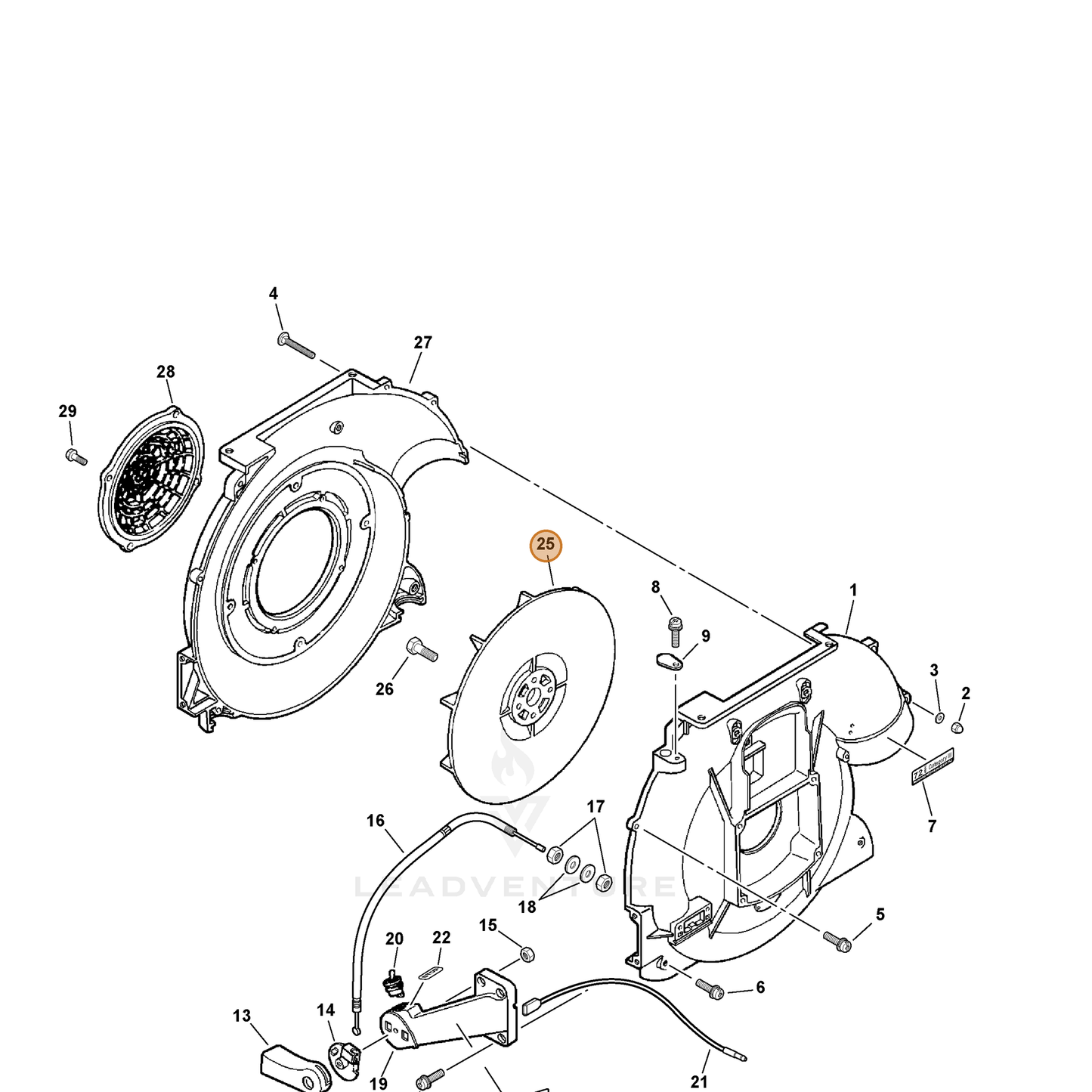 ECHO part 20001001110 — IPL diagram snippet (6x zoom, amber highlight)