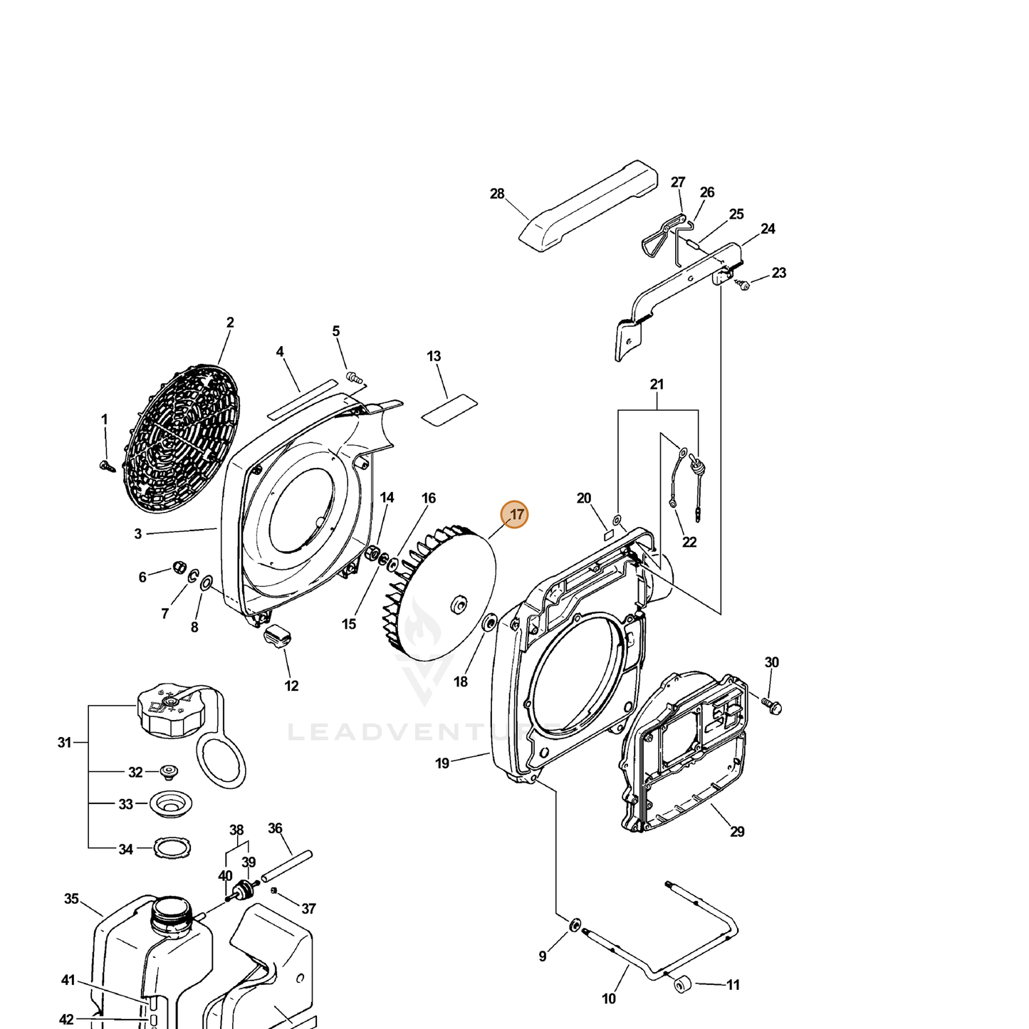 ECHO part 20001003360 — IPL diagram snippet (6x zoom, amber highlight)