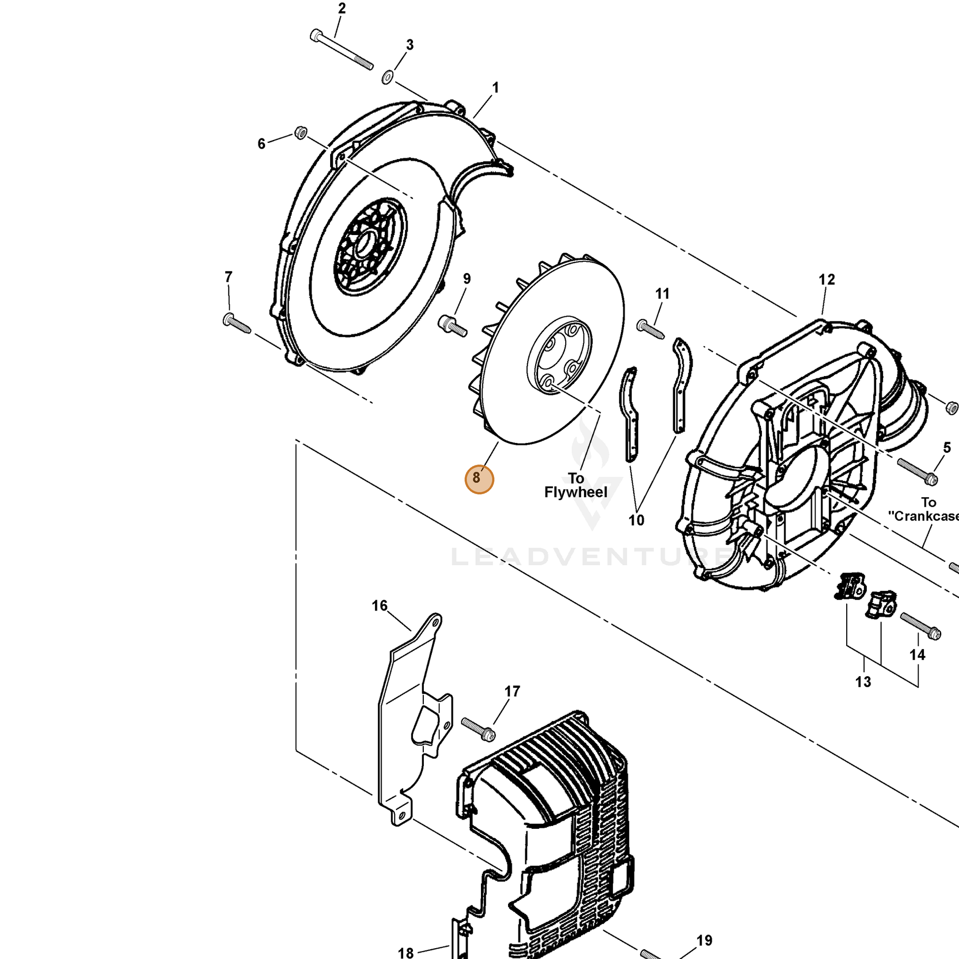 ECHO part 20001009861 — IPL diagram snippet (6x zoom, amber highlight)