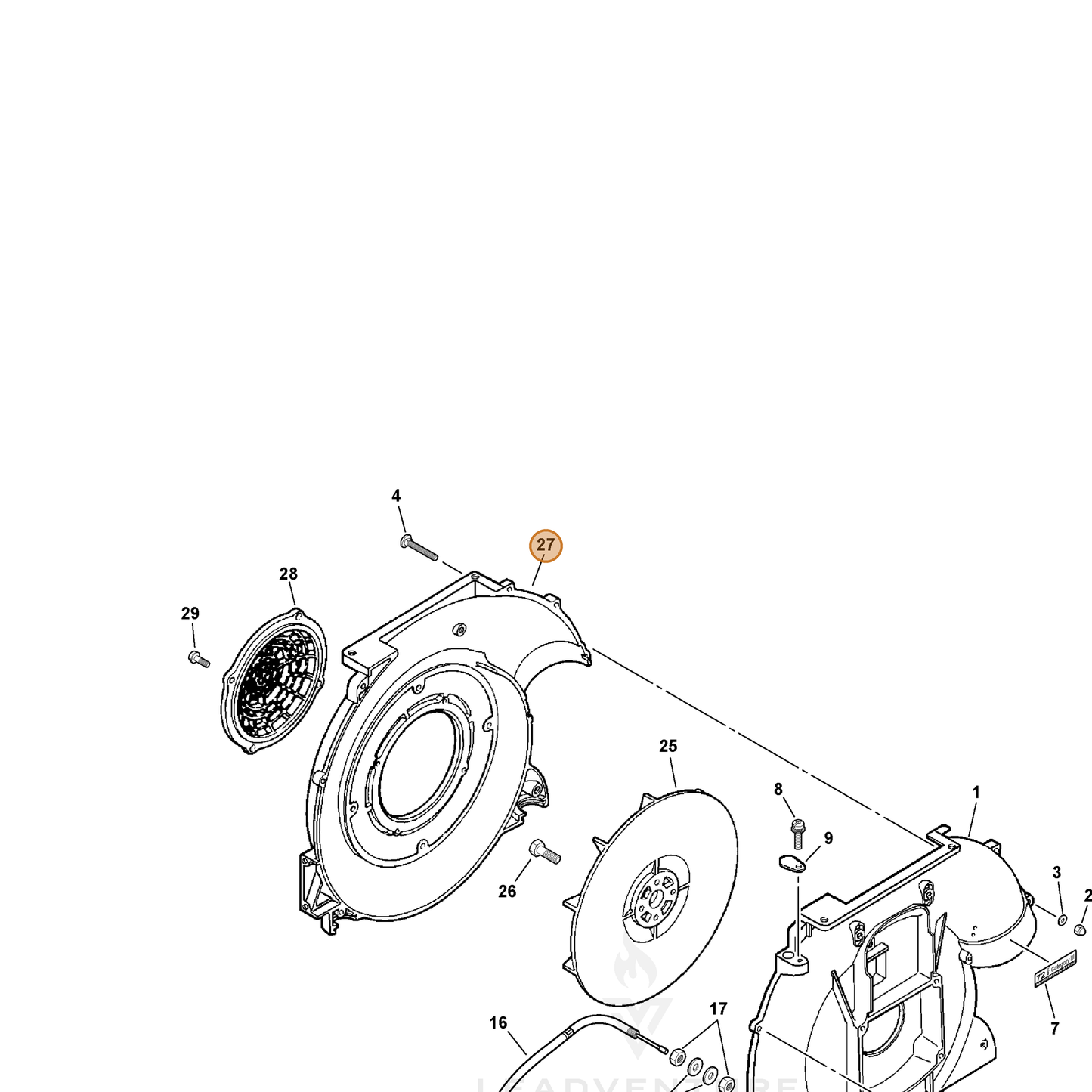 ECHO part 20010500761 — IPL diagram snippet (6x zoom, amber highlight)
