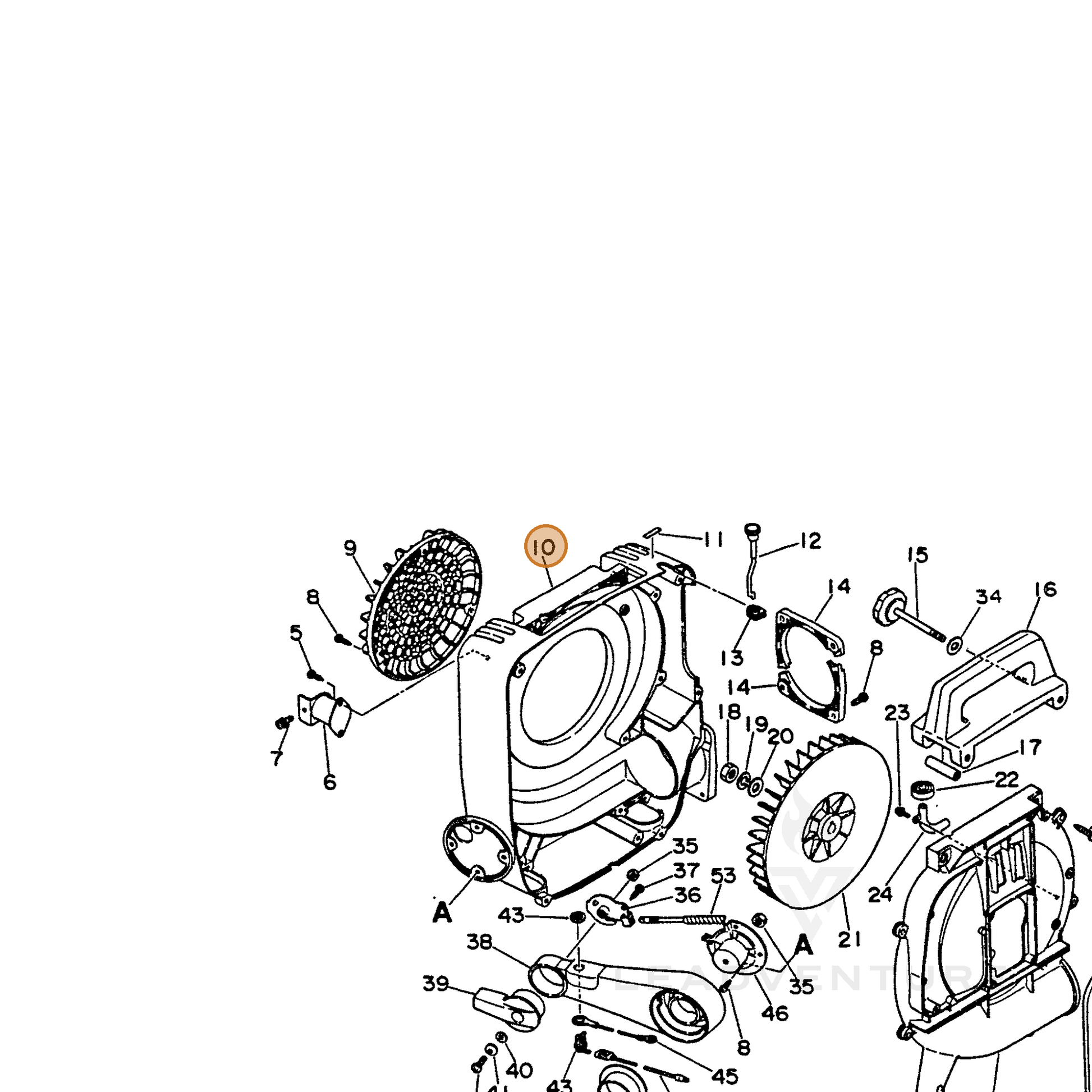 ECHO part 20010507460 — IPL diagram snippet (6x zoom, amber highlight)