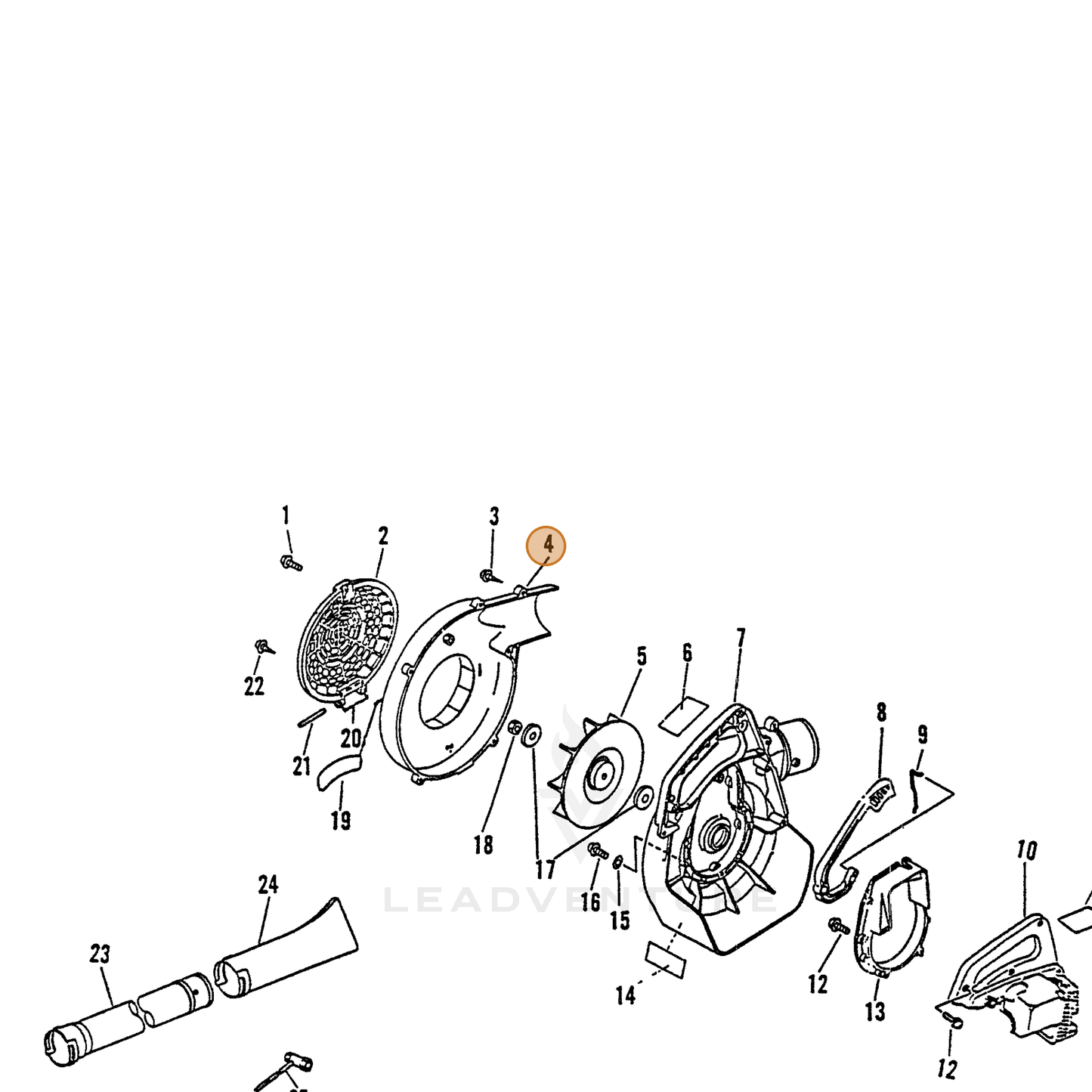 ECHO part 20010508960 — IPL diagram snippet (6x zoom, amber highlight)