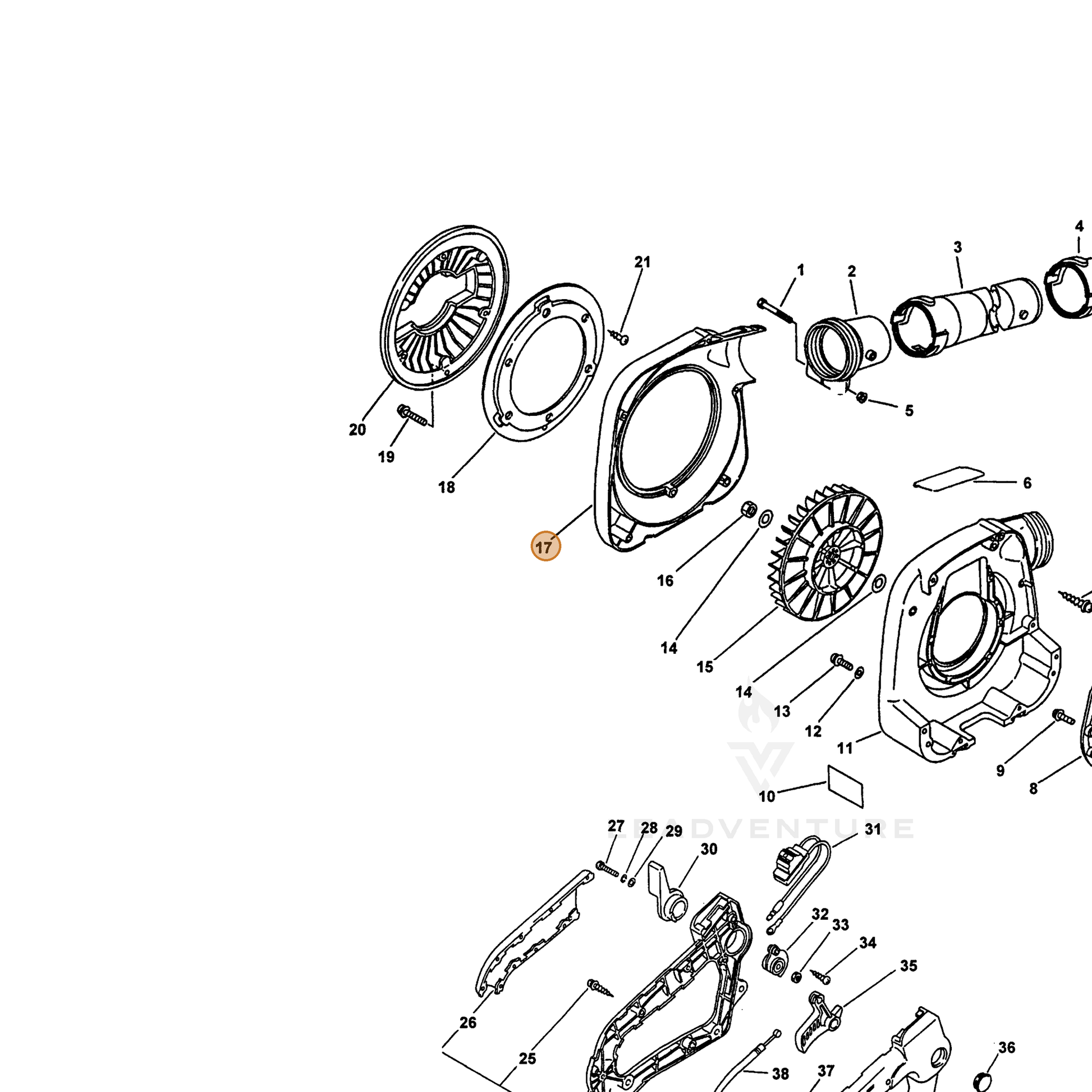 ECHO part 20010509560 — IPL diagram snippet (6x zoom, amber highlight)