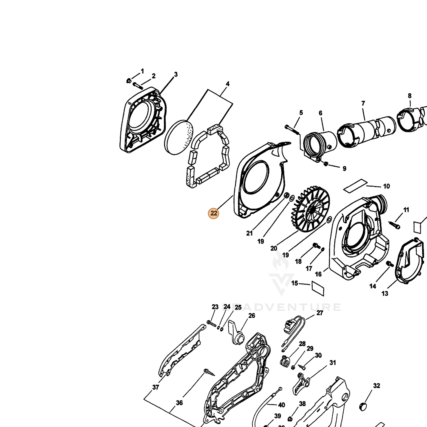 ECHO part 20011009660 — IPL diagram snippet (6x zoom, amber highlight)