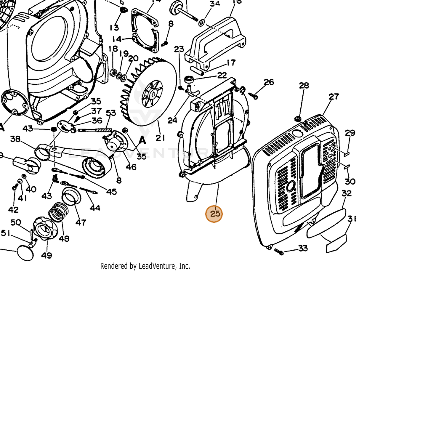 ECHO part 20011103460 — IPL diagram snippet (6x zoom, amber highlight)