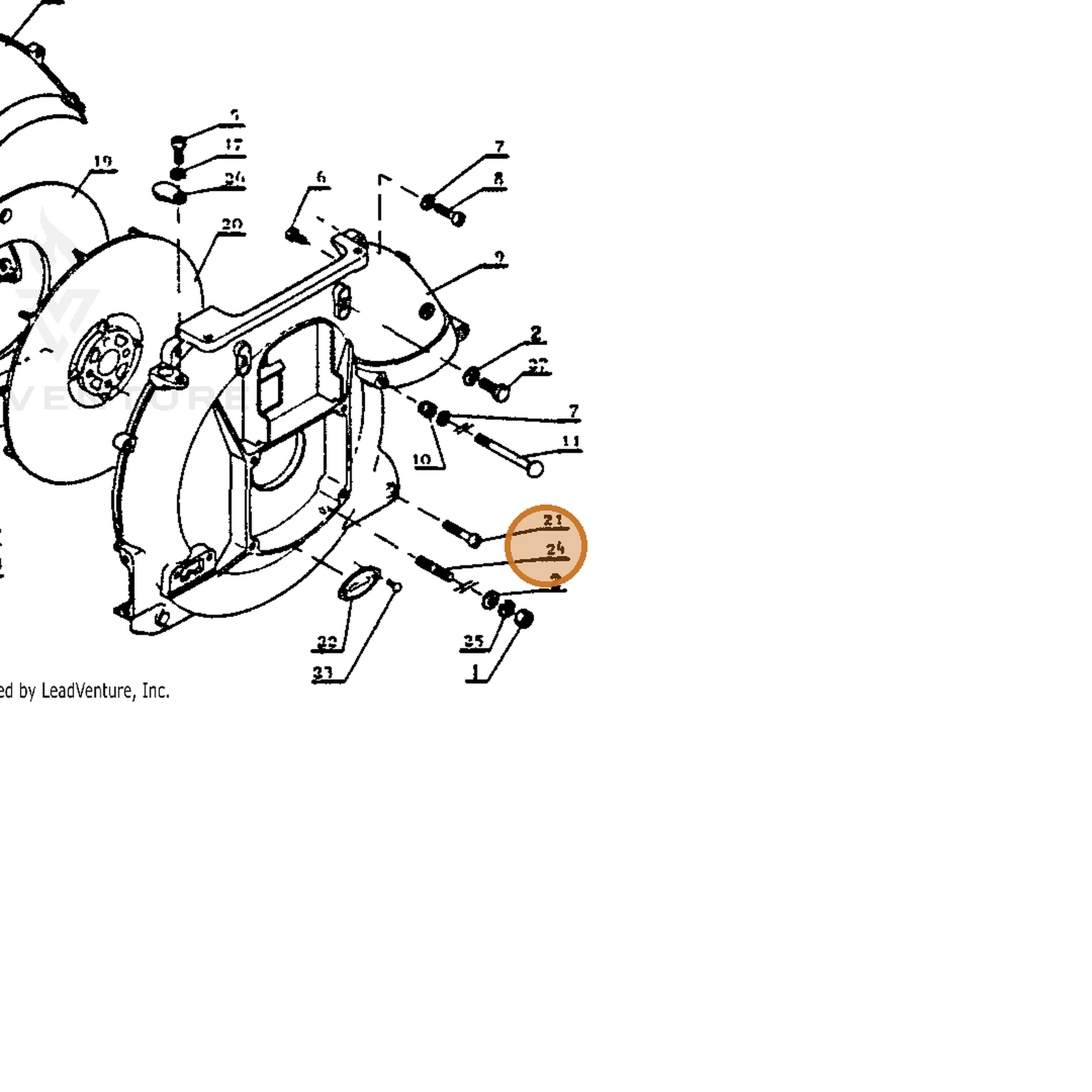 ECHO part 20011801110 — IPL diagram snippet (6x zoom, amber highlight)