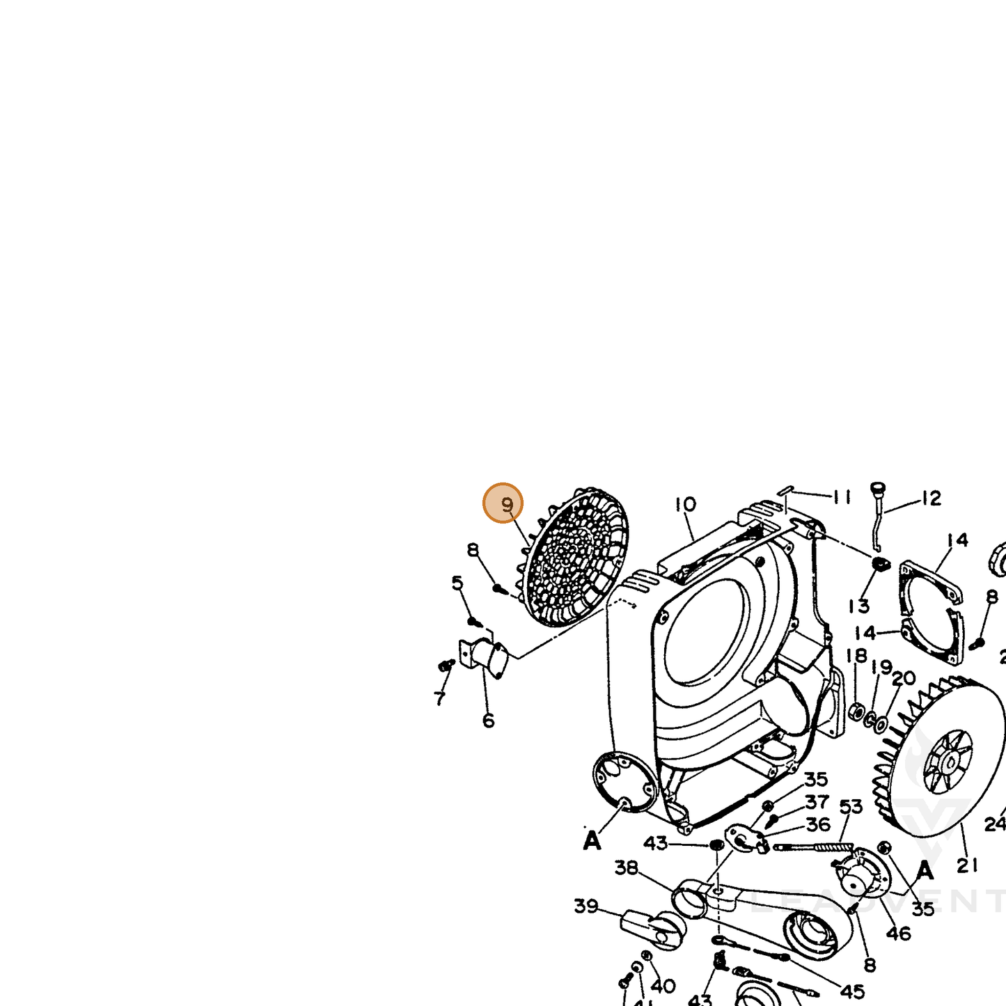 ECHO part 20012400960 — IPL diagram snippet (6x zoom, amber highlight)