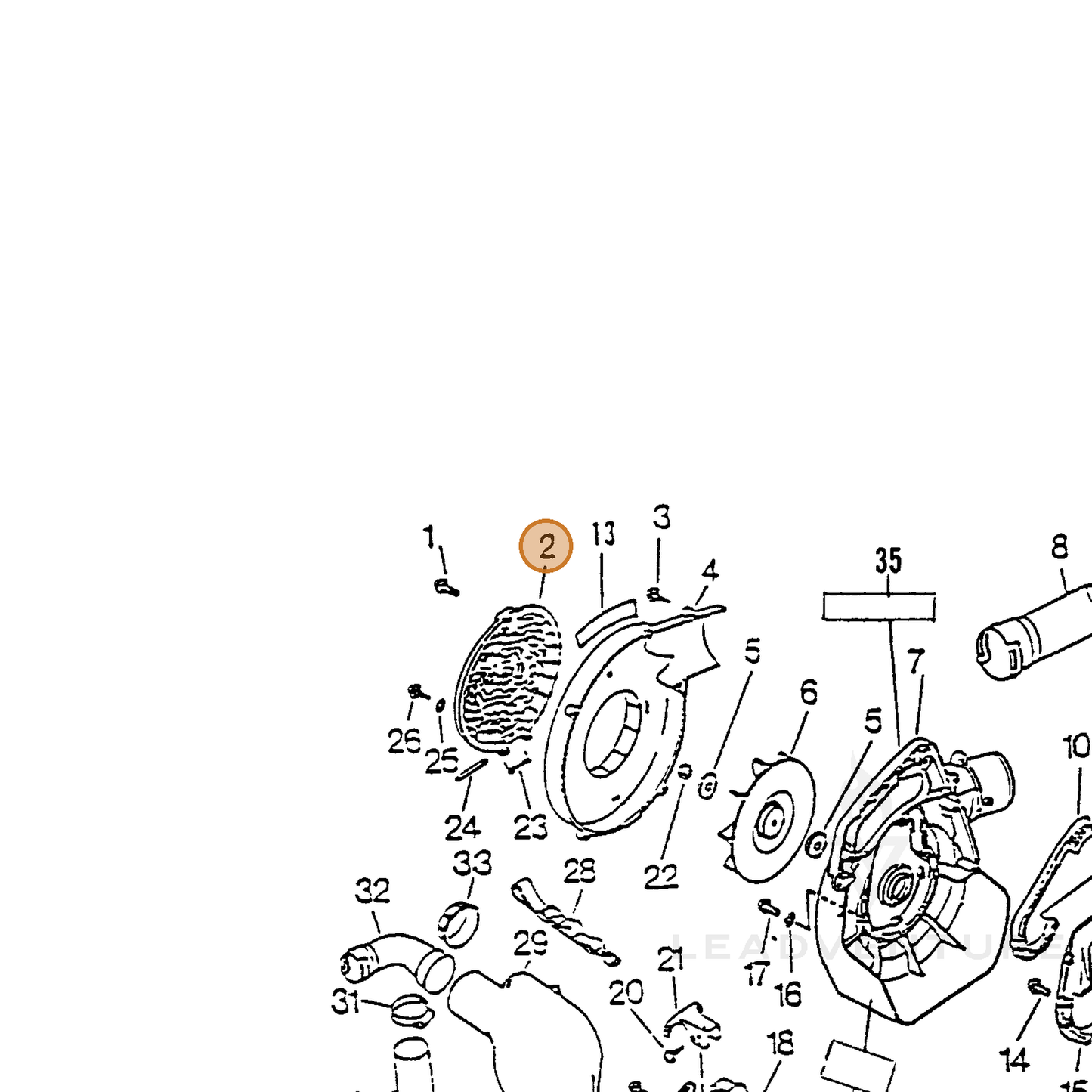 ECHO part 20012405061 — IPL diagram snippet (6x zoom, amber highlight)