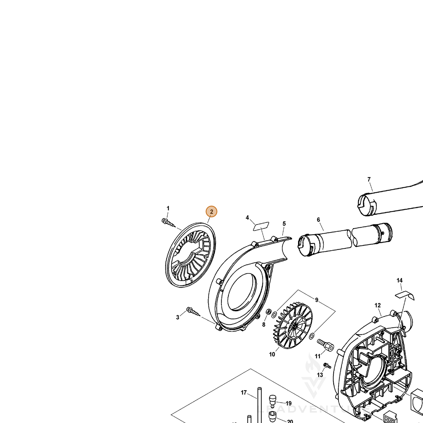ECHO part 20012409560 — IPL diagram snippet (6x zoom, amber highlight)