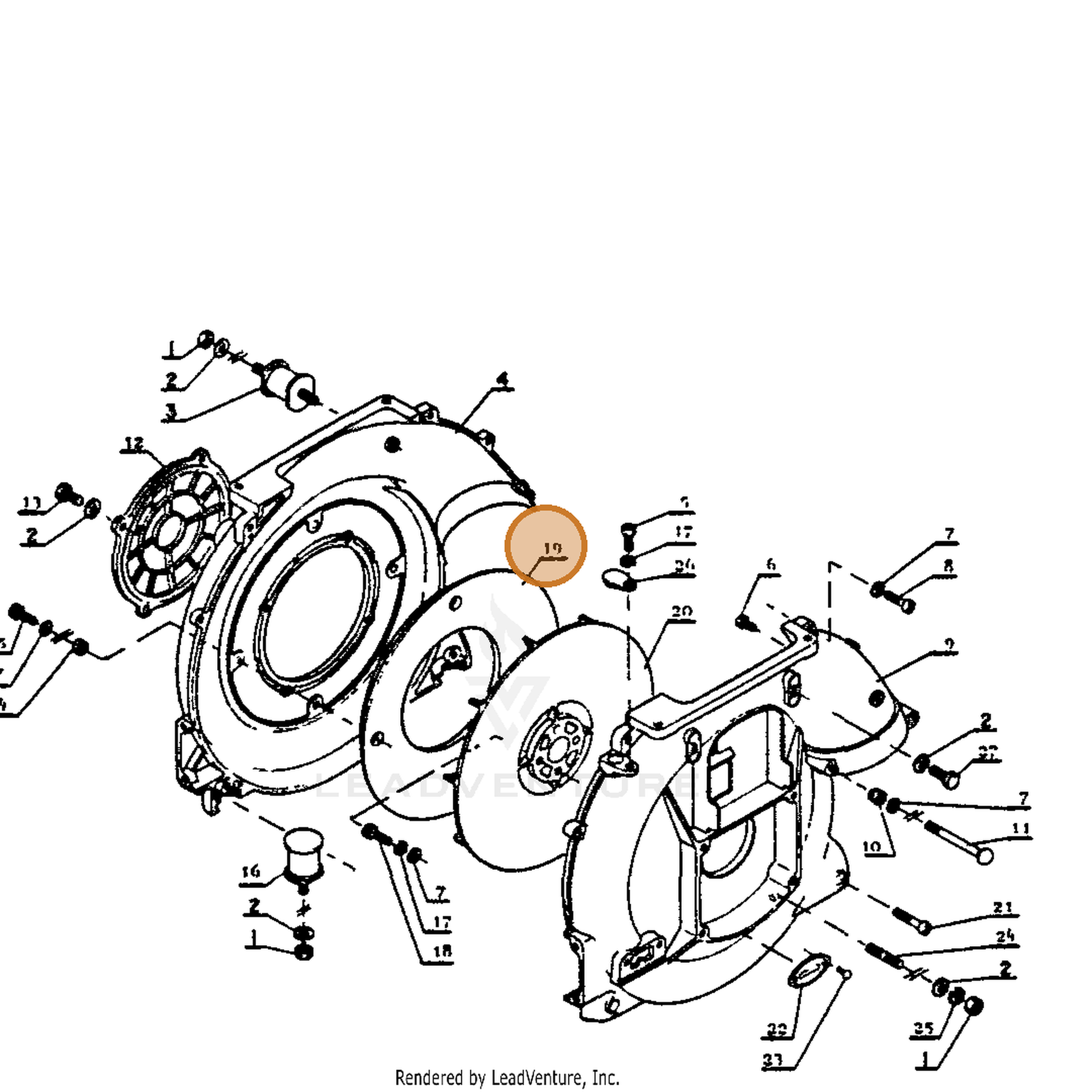 ECHO part 20012501110 — IPL diagram snippet (6x zoom, amber highlight)