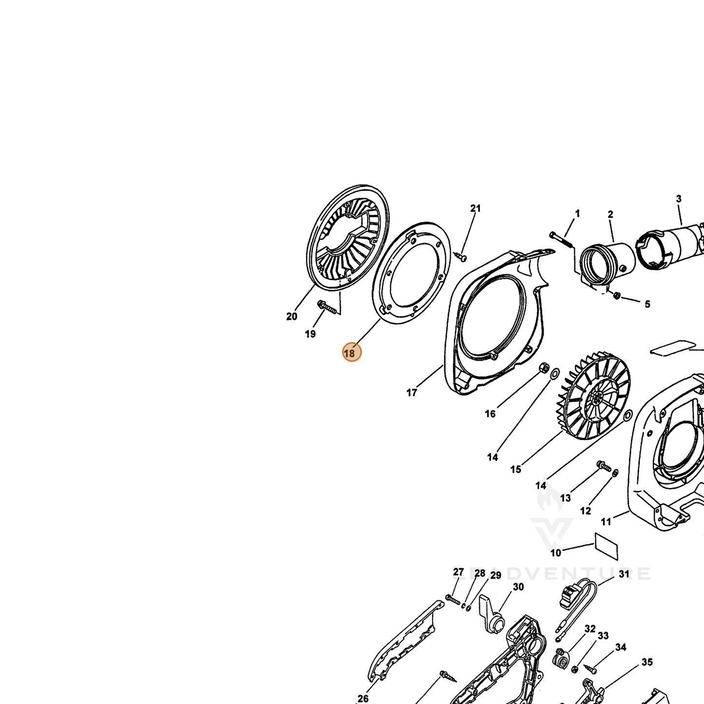 ECHO part 20014409560 — IPL diagram snippet (6x zoom, amber highlight)