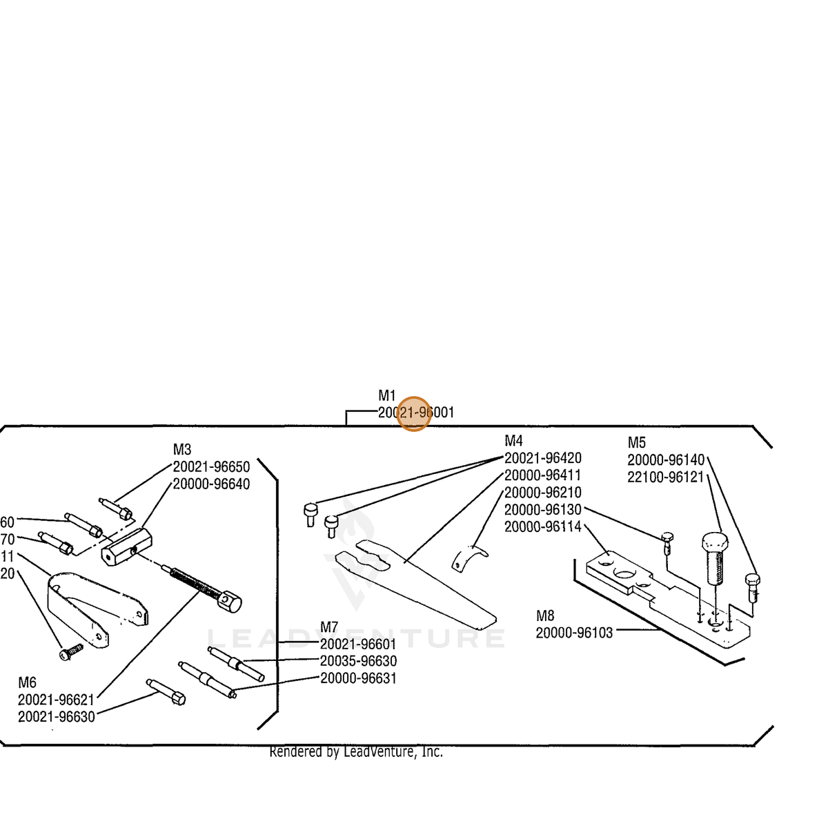 ECHO part 20021-96001 — IPL diagram snippet (6x zoom, amber highlight)