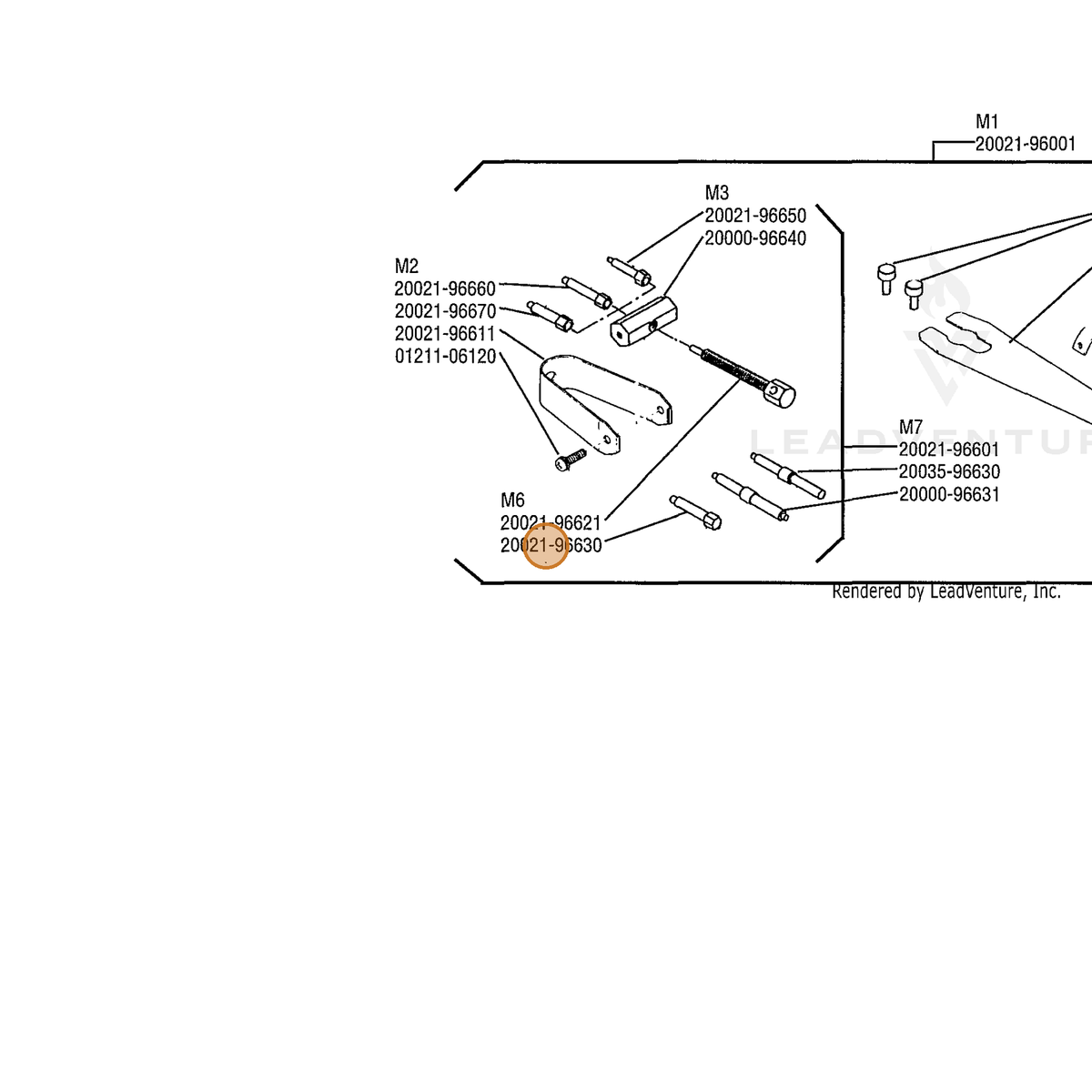 ECHO part 20021-96630 — IPL diagram snippet (6x zoom, amber highlight)