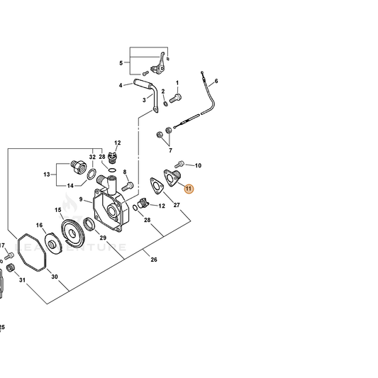 Echo part 200500130 — IPL diagram snippet (6x zoom, amber highlight)